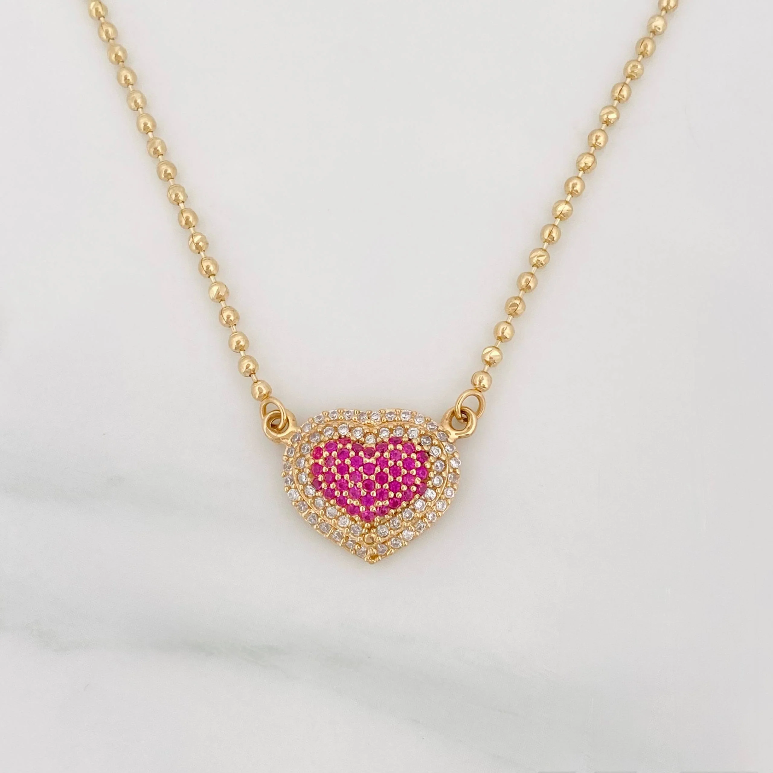 Cadena Militar Diamantada Corazon 7.2 g / 43 cm / 1.65 mm Oro Amarillo 18K - Image 2