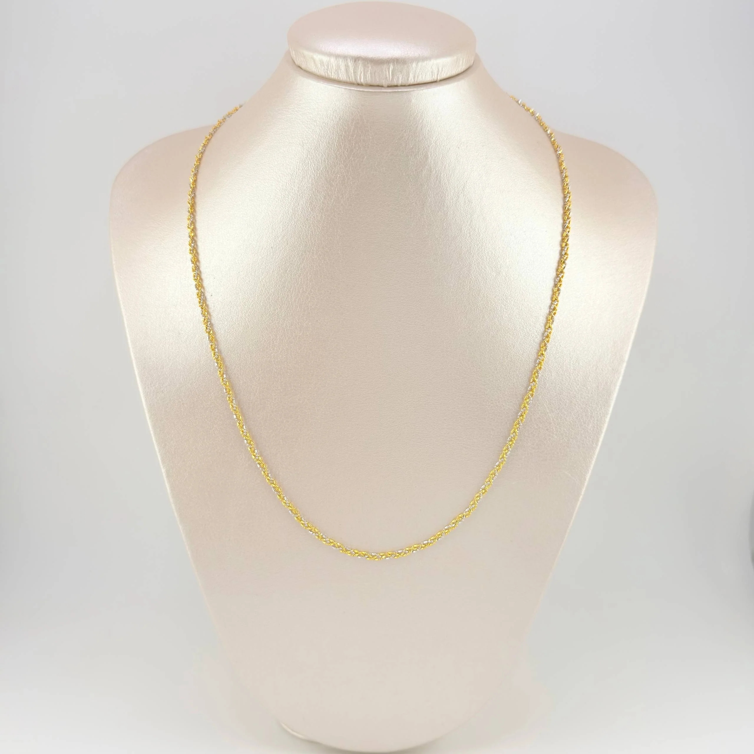 Cadena Morce Trenzada 5.9 g / 50.5 cm / 2.3 mm Dos Oros Amarillo Blanco 18K - Image 6