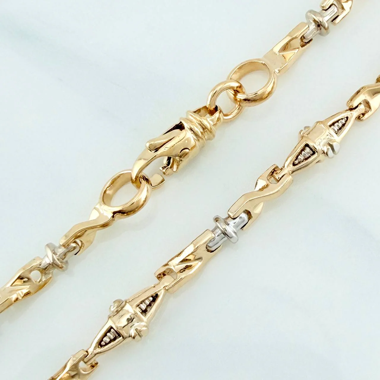 Cadena Rustica Dubai 30.75gr / 53.7cm / 3.5mm Dos Oros Amarillo Blanco 18K $ - Image 3