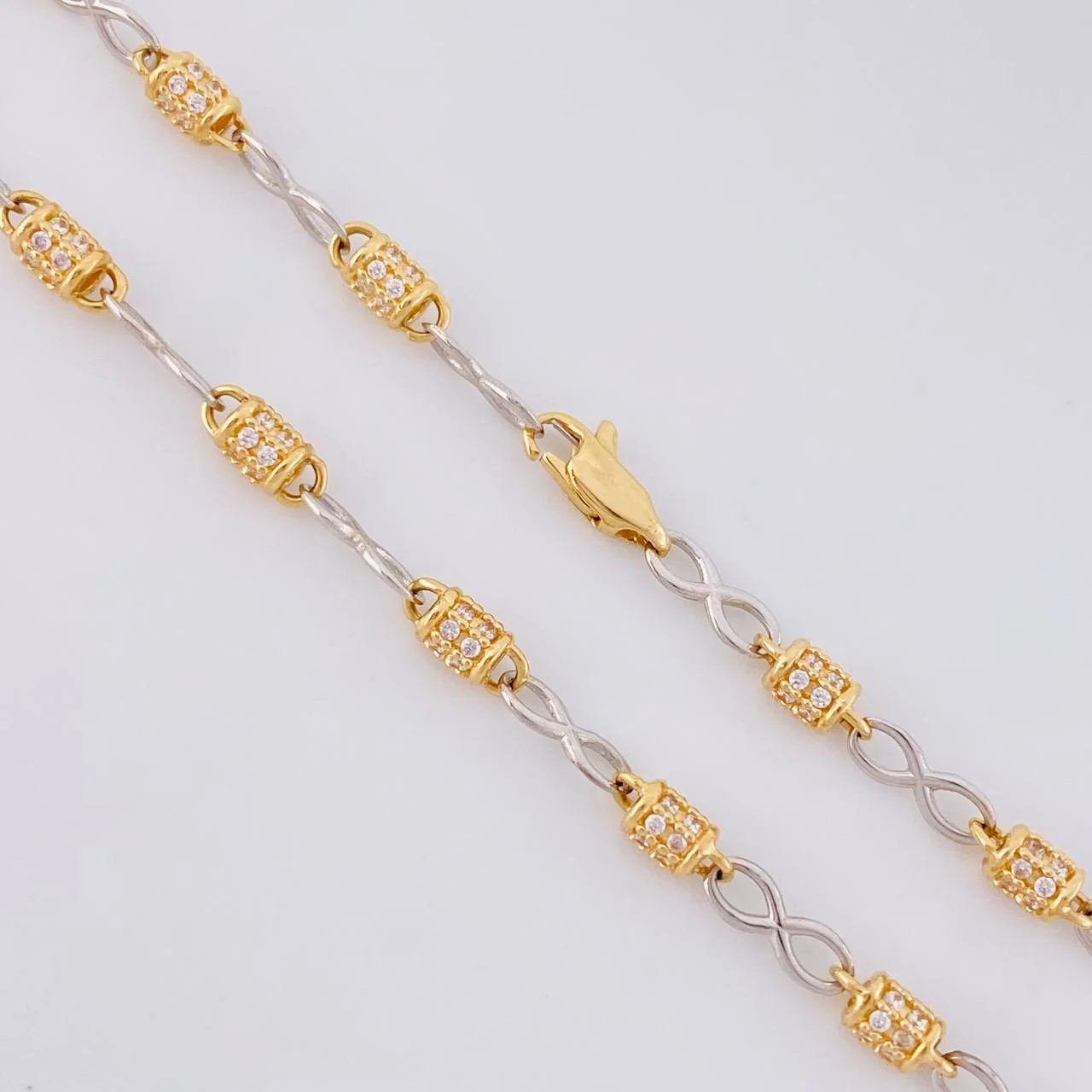 Cadena Rustica Infinito Barril 20g / 65.8cm / 3.4mm Dos Oros Amarillo Blanco 18K - Image 3
