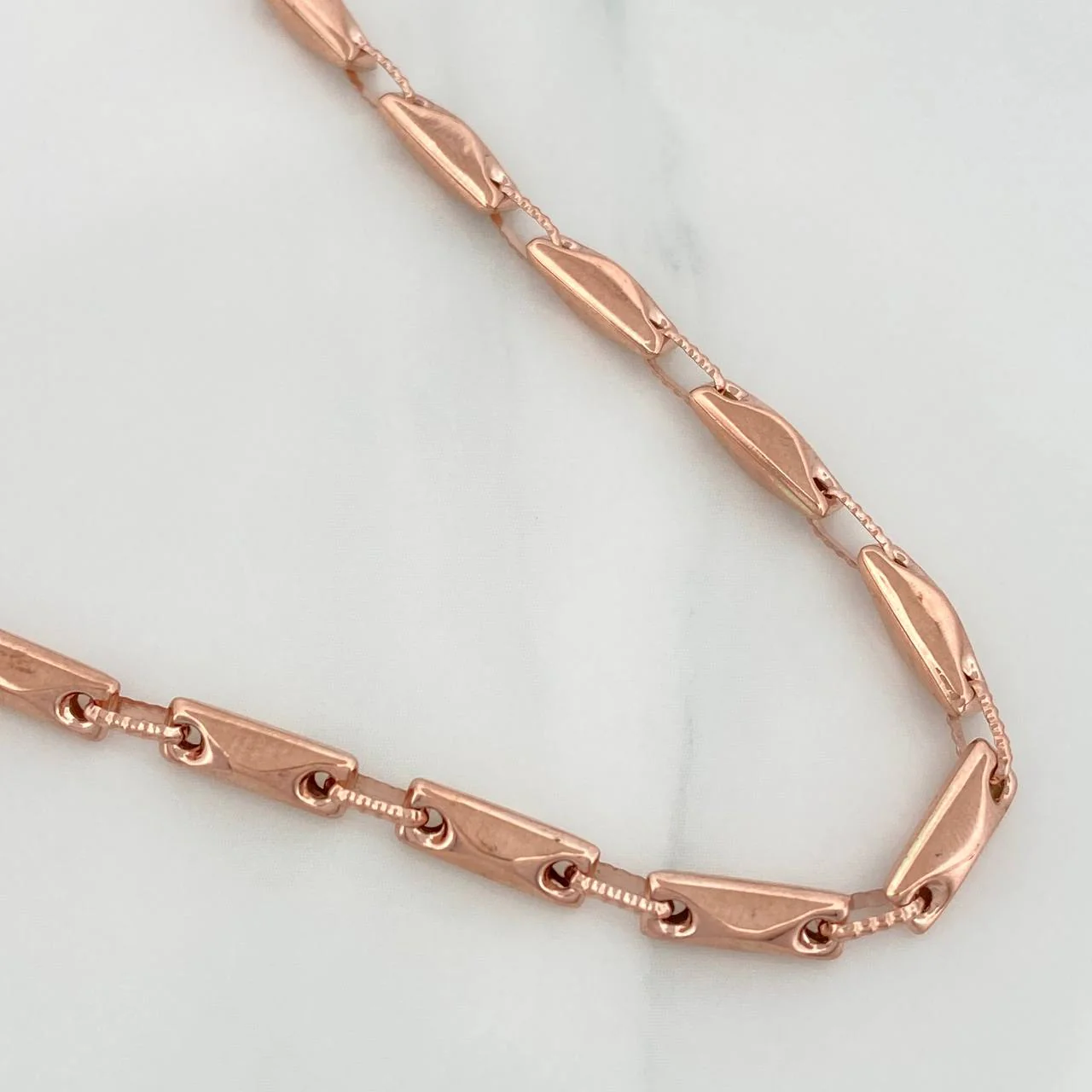 Cadena Rustica Rombos 15.25gr / 71.7cm / 3.5mm Oro Rosa 18K - Image 2