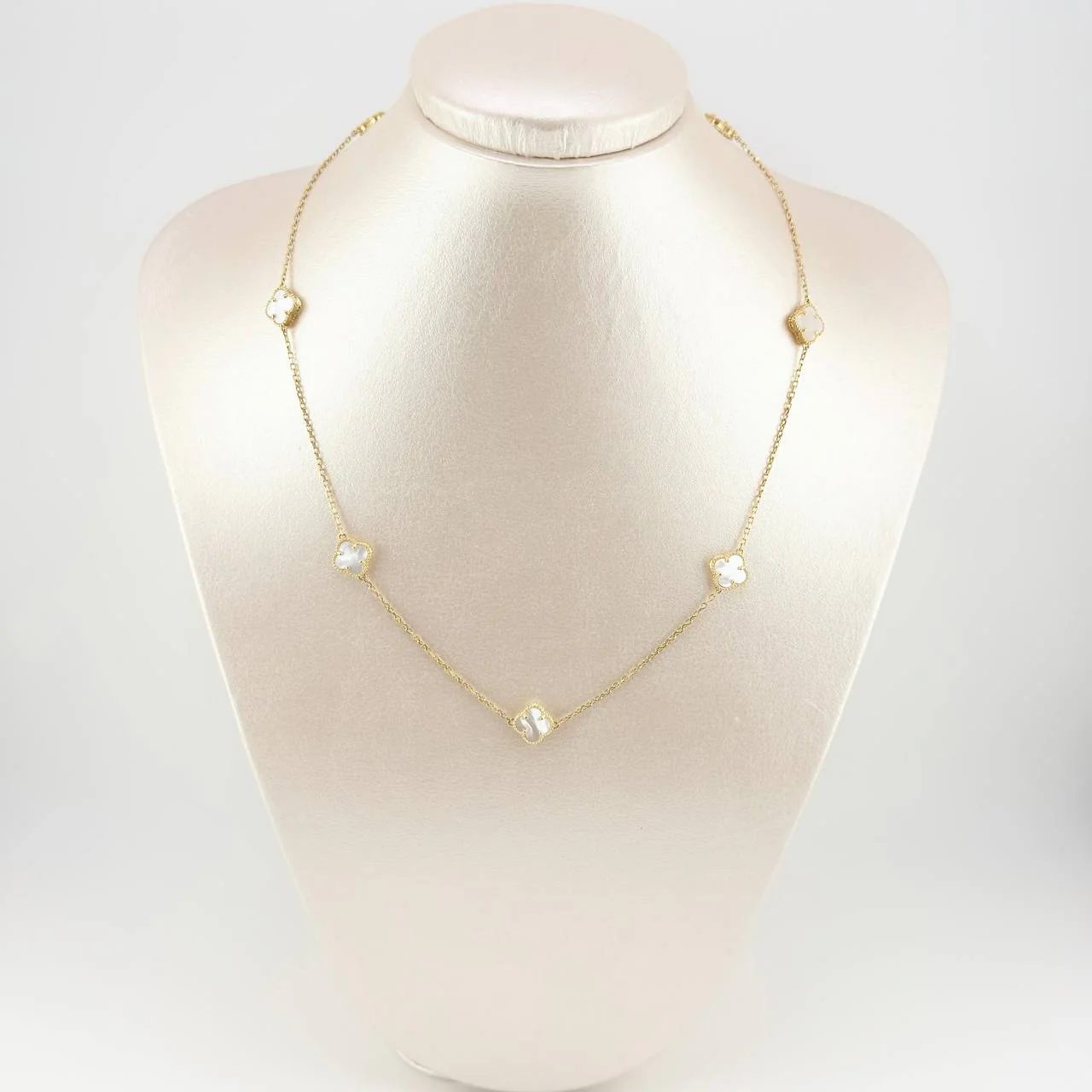 Cadena Trebol Nacar Blanco 6.8gr / 45cm / 9.5mm Oro Amarillo Nac.Esp. 18K - Image 6
