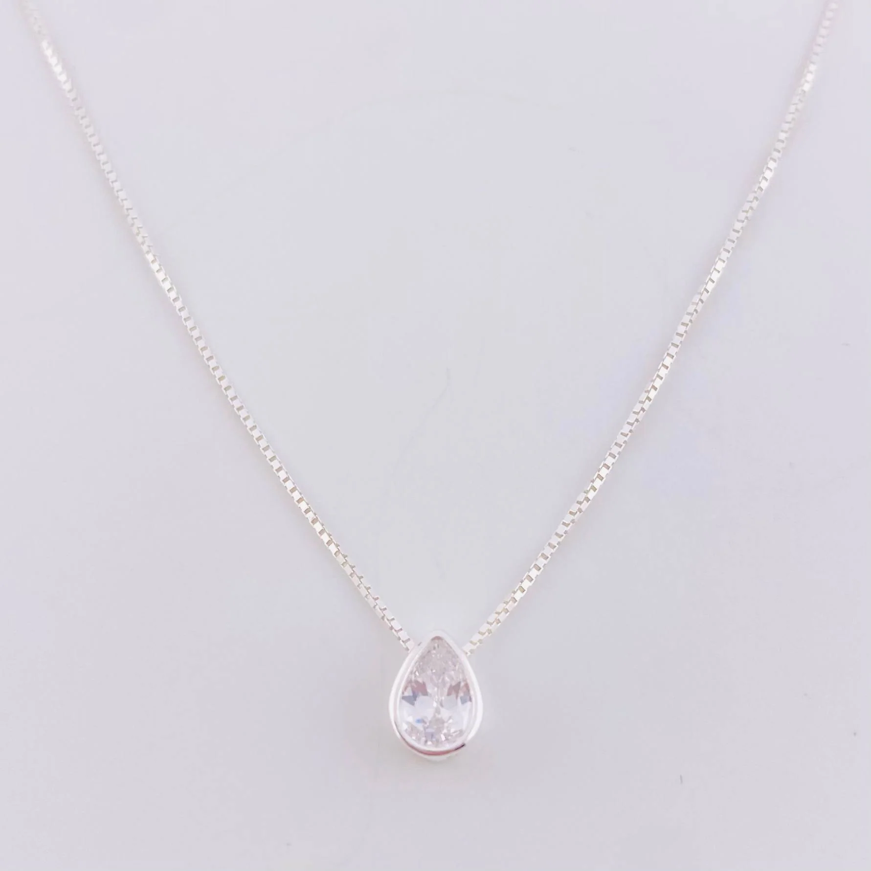 Cadena Veneciana Dije Gota 1.9g / 45.5cm / 0.75mm Plata 925