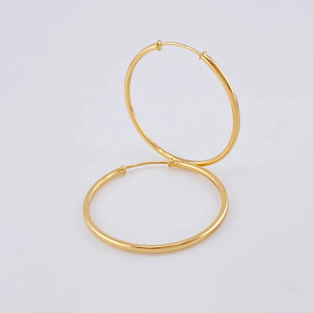 Candongas Aro Liso 2.95 g / 3.2 cm Oro Amarillo 18K - Image 3