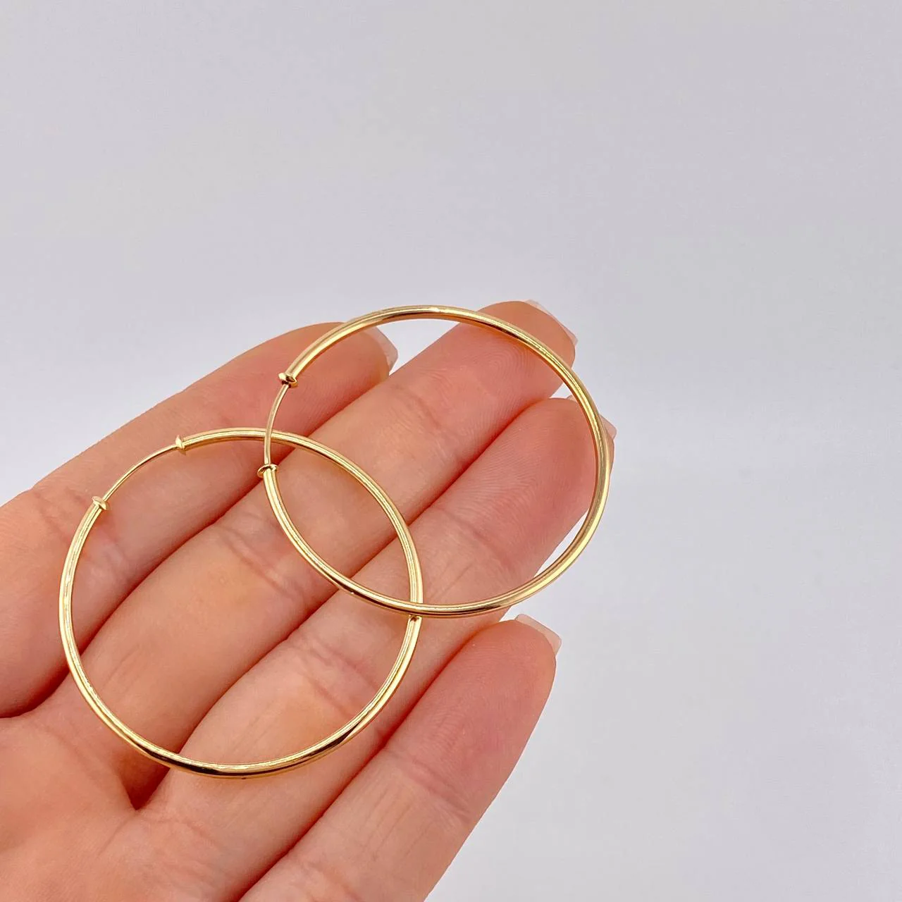 Candongas Aro Liso 3.5 g / 4 cm Oro Amarillo 18K - Image 4