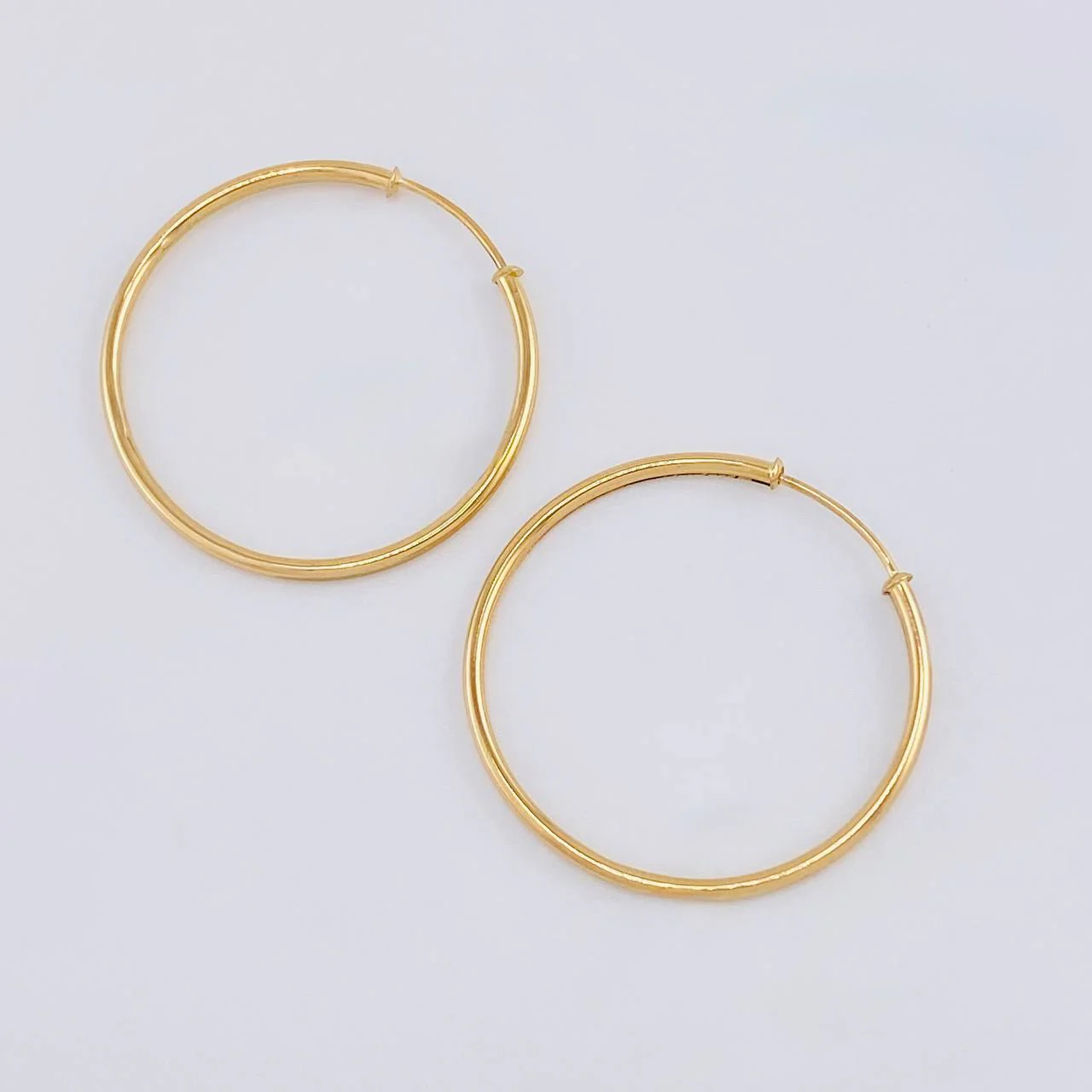 Candongas Aro Liso 3 g / 3.2 cm Oro Amarillo 18K - Image 2