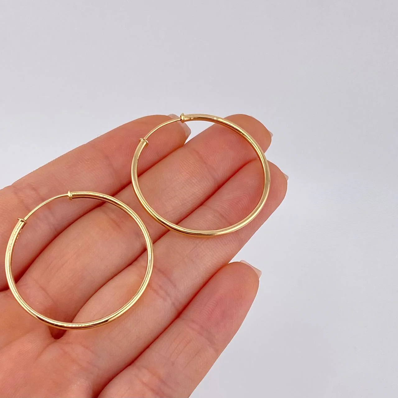 Candongas Aro Liso 3 g / 3.2 cm Oro Amarillo 18K - Image 4