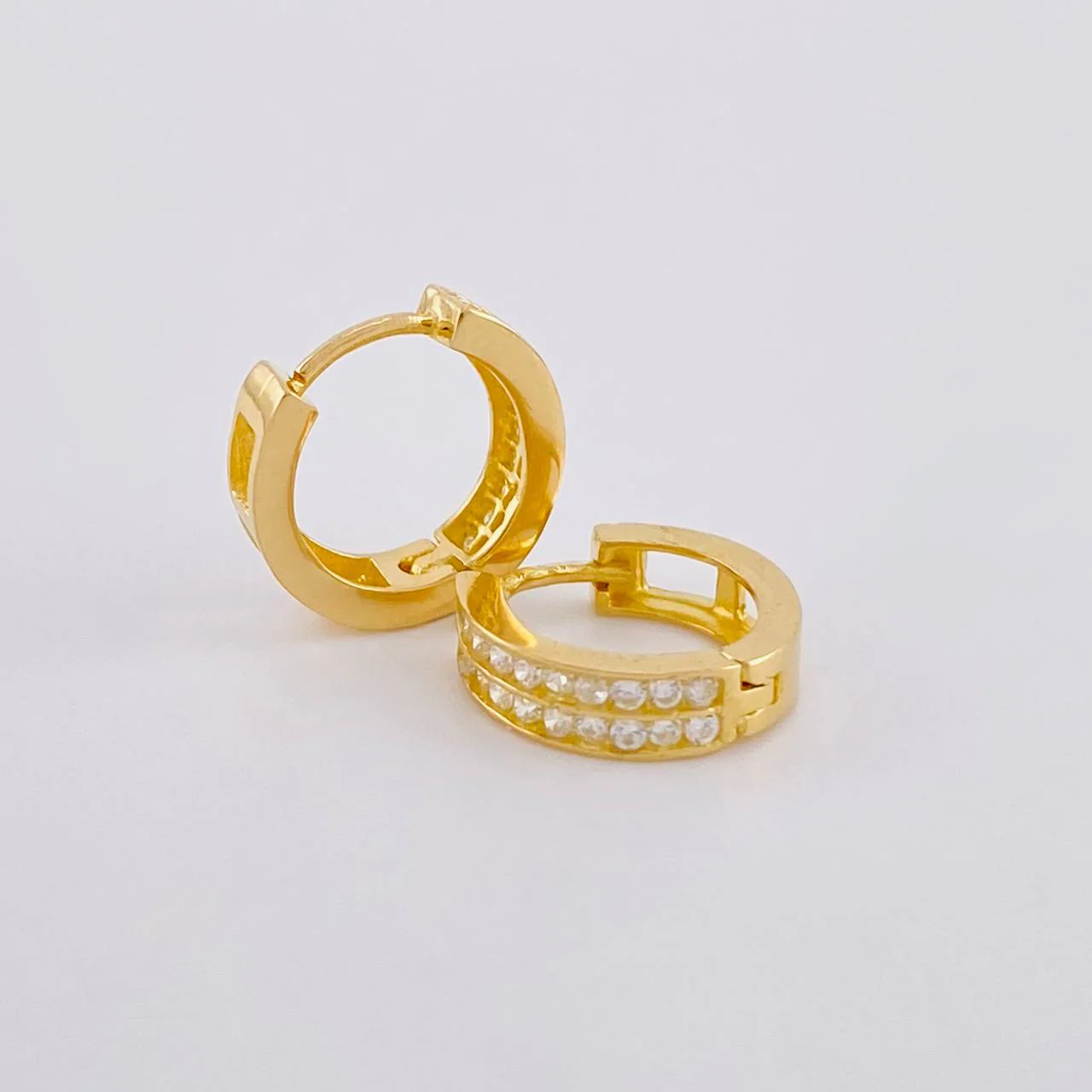 Candongas Carril Doble 1.7 g / 1 cm Oro Amarillo 18K - Image 2