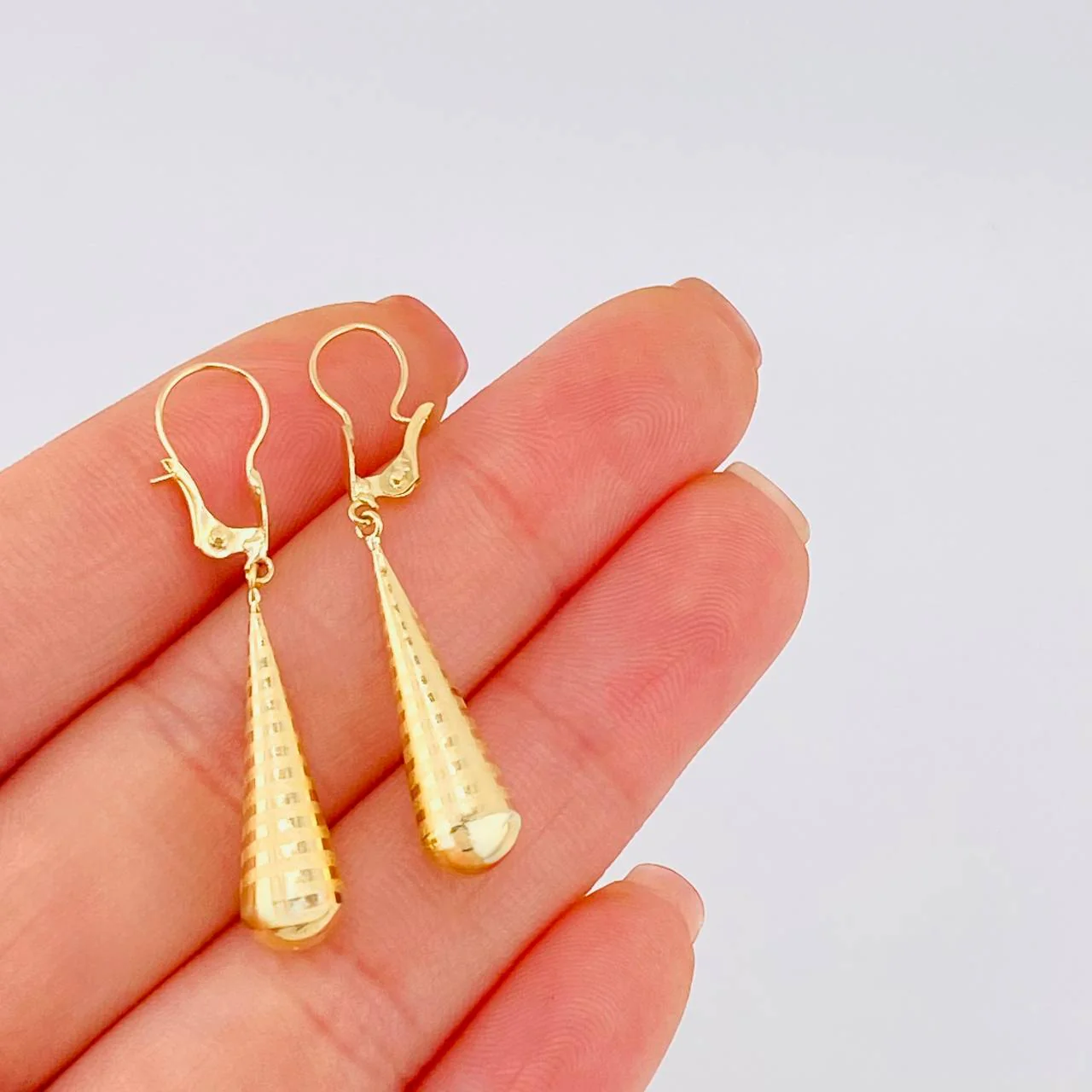 Candongas Lagrima 1 g / 3.4 cm Oro Amarillo 18K - Image 2