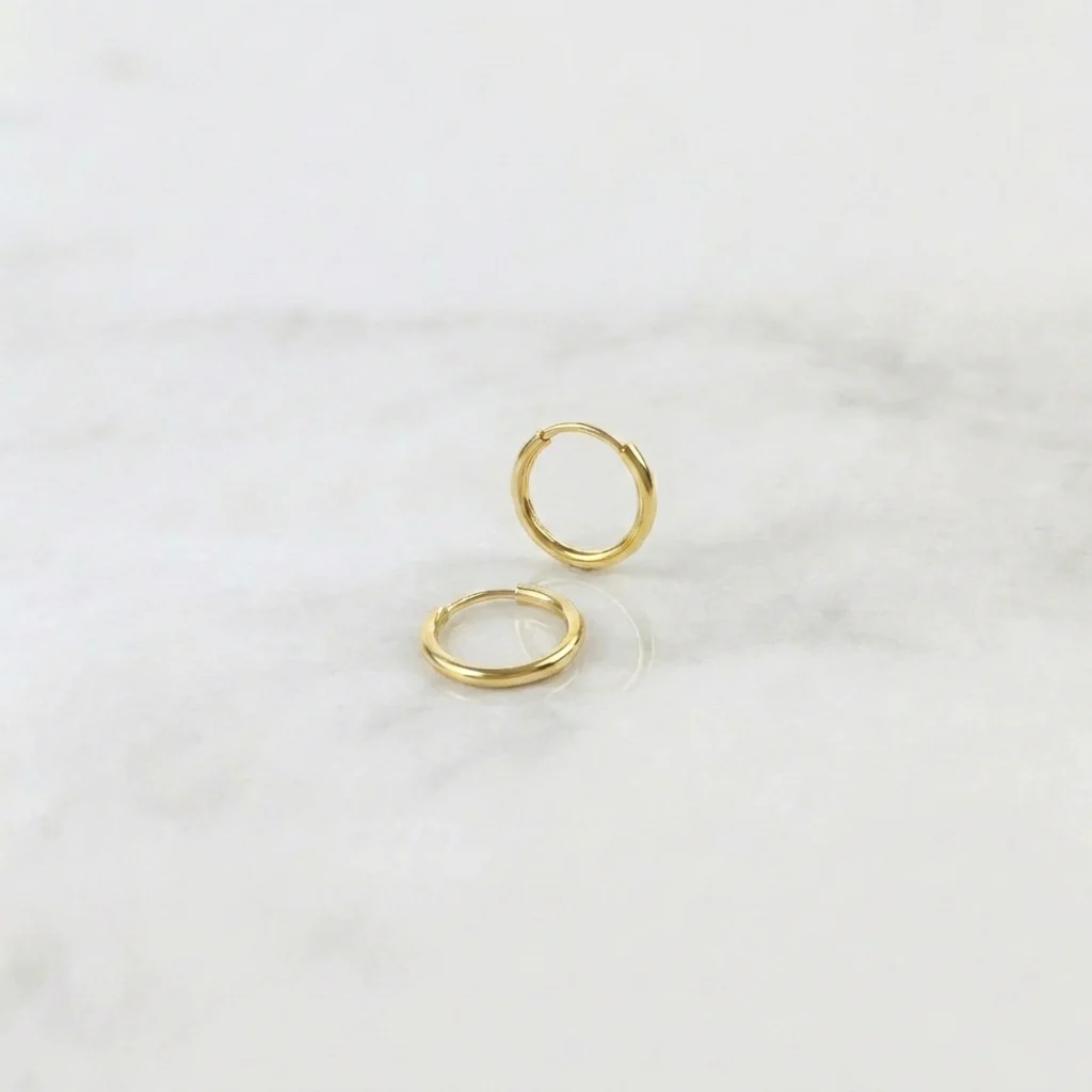 Candongas Mini Aro Liso 0.35 g / 0.9 cm Oro Amarillo 18K
