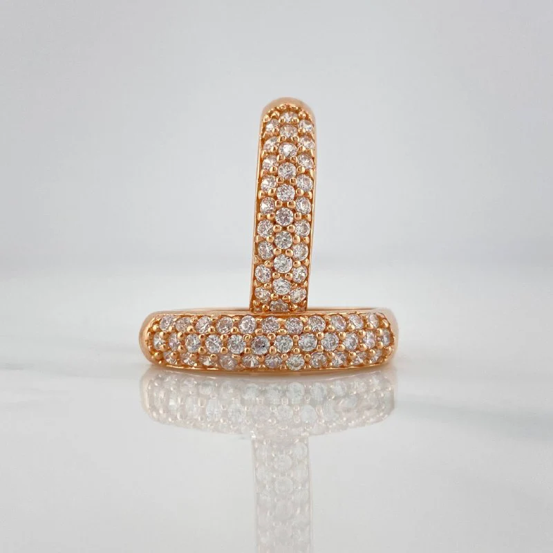 Candongas Triple Carril Ovaladas 5.65 g / 2.1 cm Oro Rosa 18K - Image 2