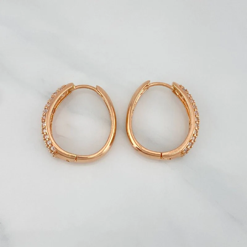 Candongas Triple Carril Ovaladas 5.65 g / 2.1 cm Oro Rosa 18K - Image 3