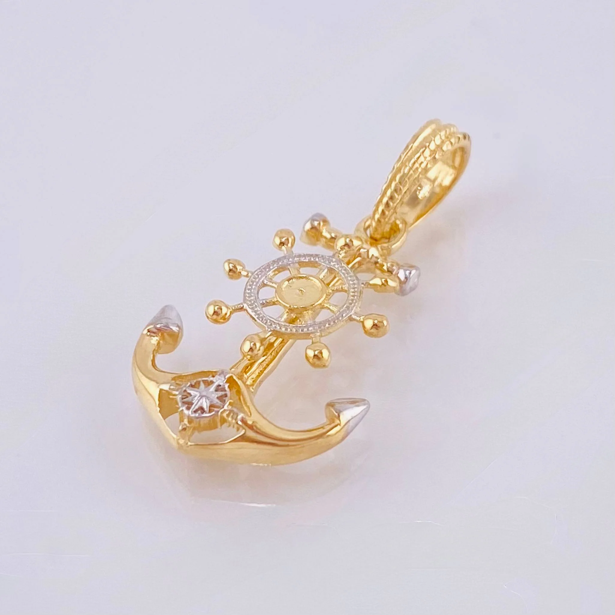 Dije Ancla Timon 2.35gr / 2.5cm / Dos Oros Amarillo Blanco 18K © - Image 2