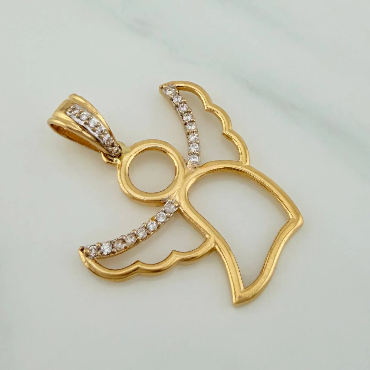 Dije Angel 3.5gr / 3.2cm / Dos Oros Amarillo Blanco 18K - Image 2