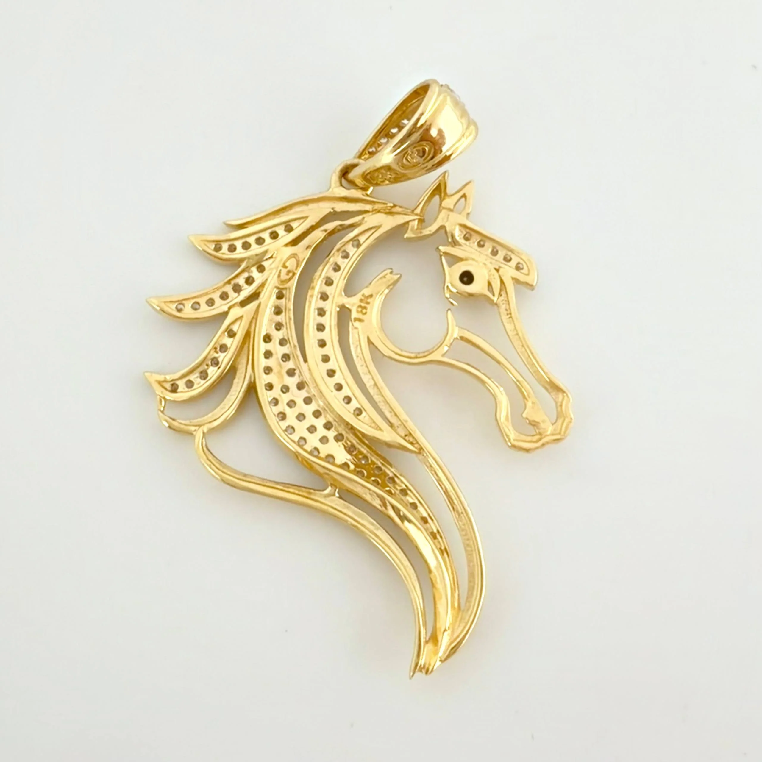 Dije Caballo Relieve Silueta 6.6gr / 4.5cm / Dos Oros Amarillo Blanco 18K * - Image 4