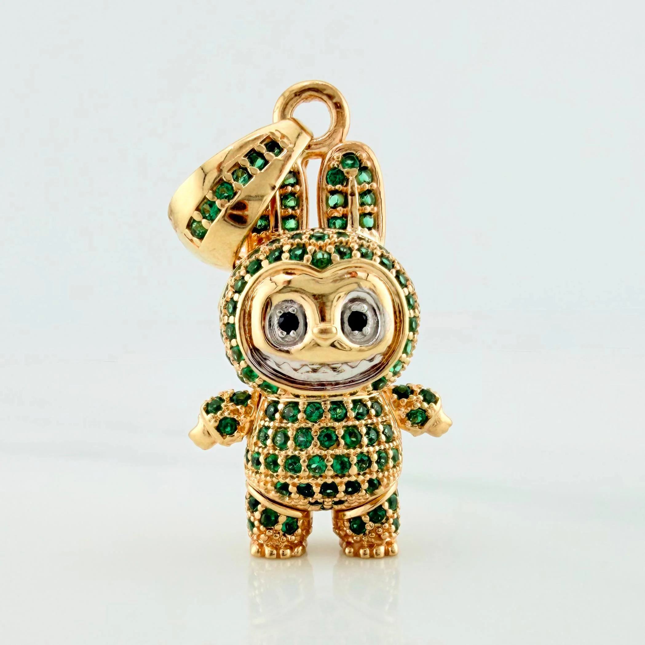 Dije Conejo Sonriente 6 g / 3.5 cm Dos Oros Amarillo Blanco 18K