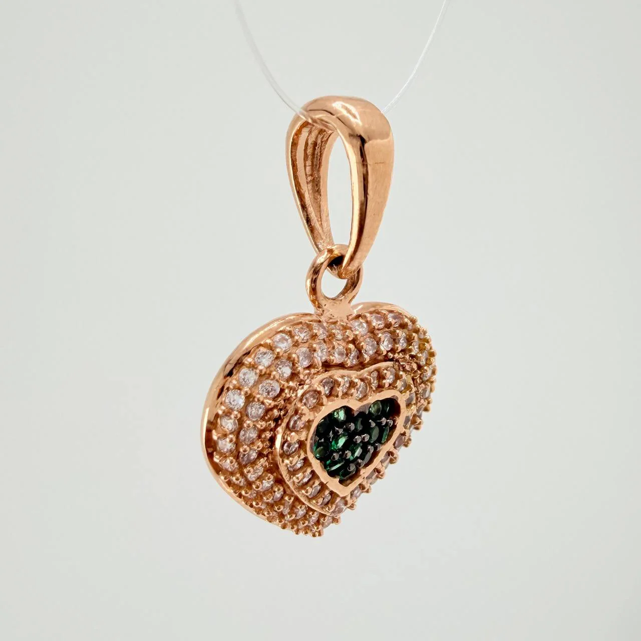 Dije Corazon 3.4gr / 2.5cm / Dos Oros Negro Rosa 18K % - Image 2
