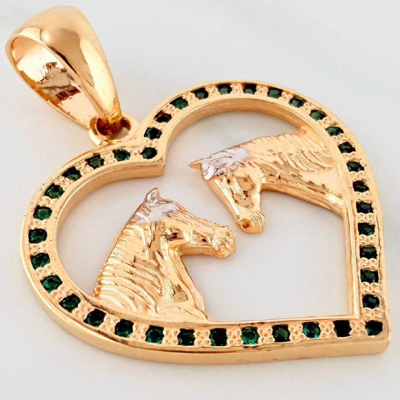 Dije Corazon Caballos 3.05 g / 3 cm Dos Oros Amarillo Blanco 18K - Image 3