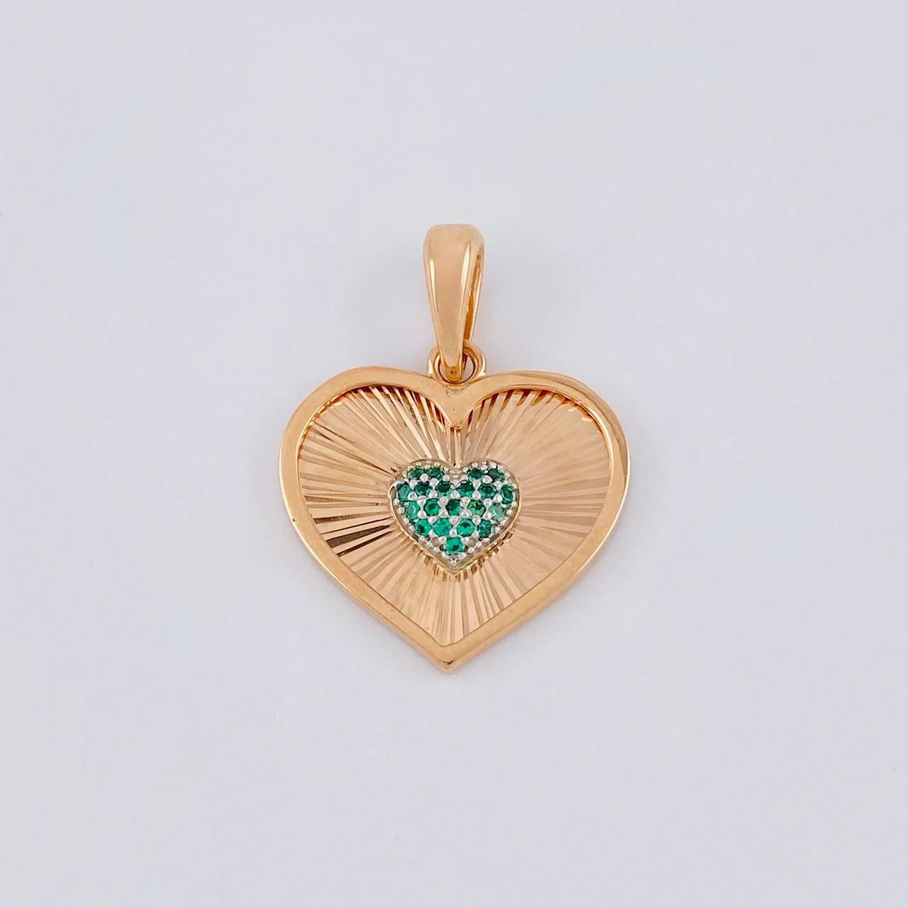 Dije Corazón Doble Interior Diamantado 3.05 g / 2.5 cm Dos Oros Blanco Rosa 18K