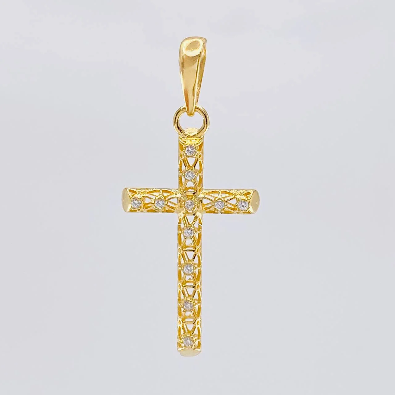 Dije Cruz Azulejo Filigrana 1.4 g / 3.5 cm Oro Amarillo 18K - Image 2