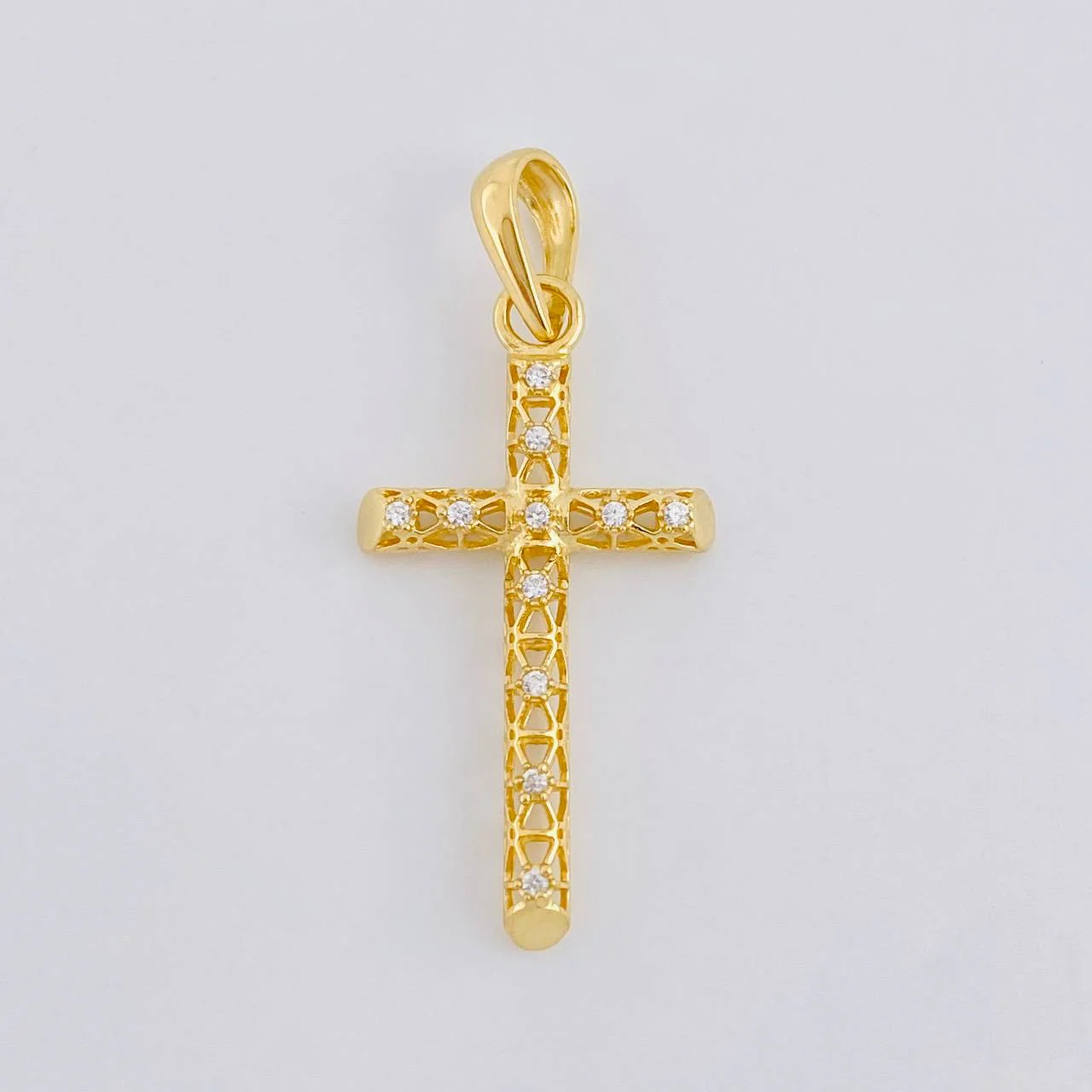 Dije Cruz Azulejo Filigrana 1.5 g / 3.5 cm Oro Amarillo 18K