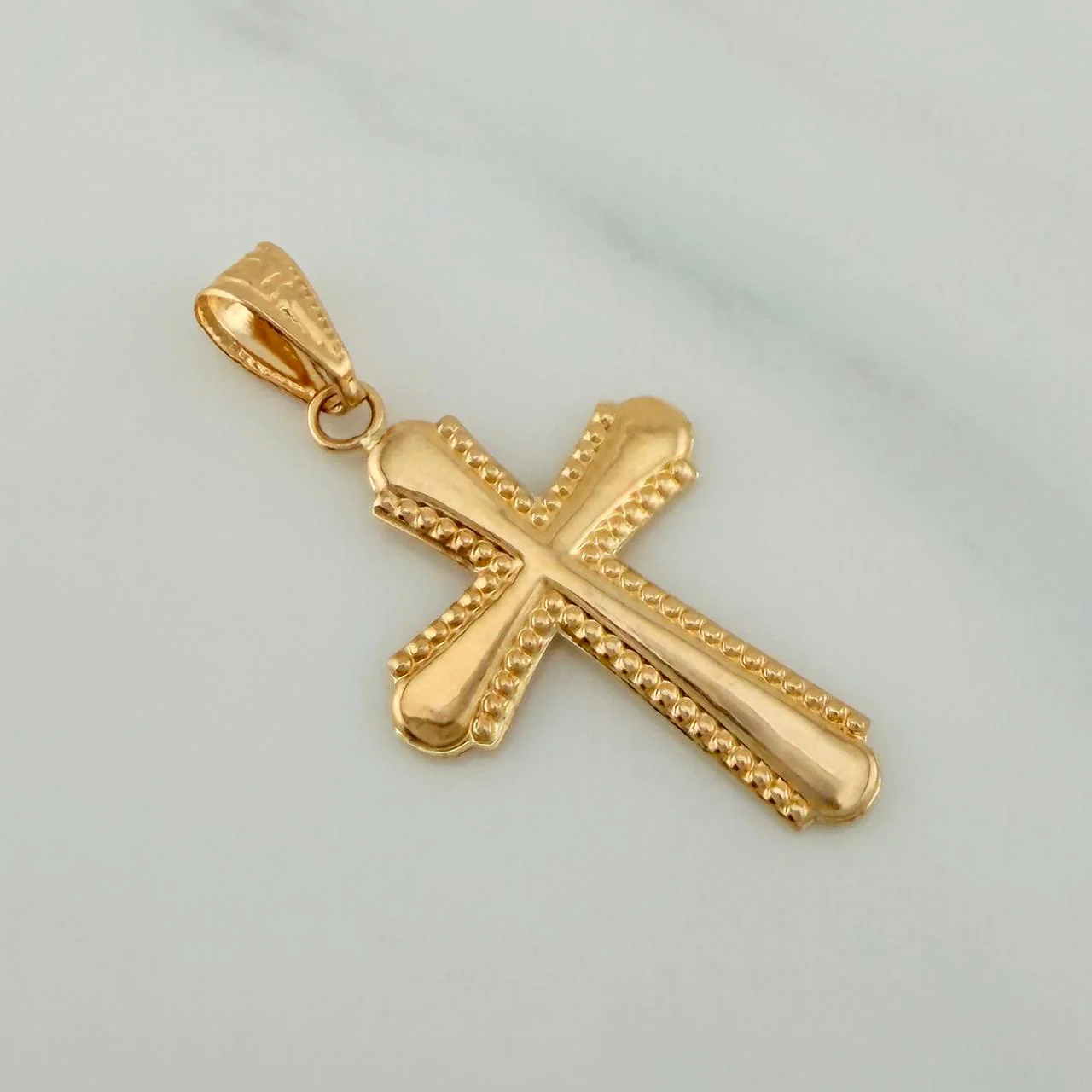Dije Cruz Bordeada 0.9gr / 3.1cm / Oro Amarillo 18K $ - Image 2