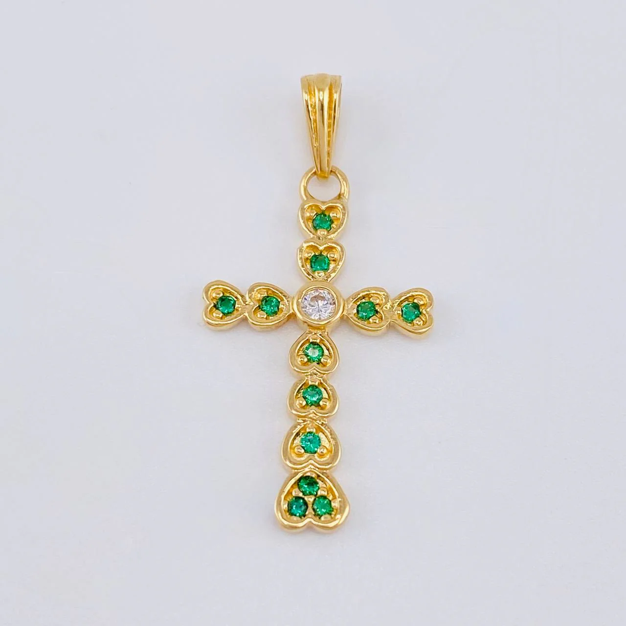Dije Cruz Corazones 1.65 g / 3 cm Oro Amarillo 18K