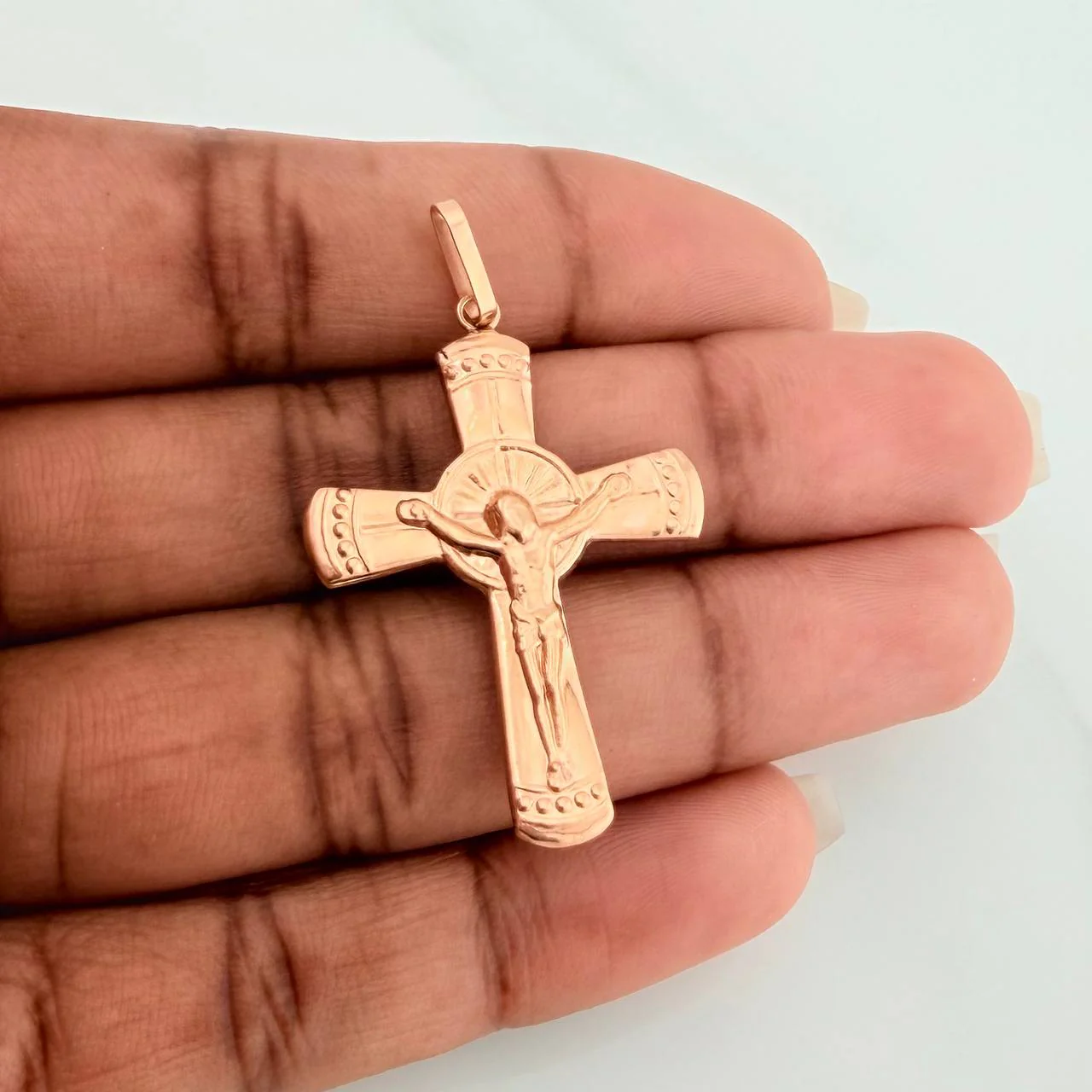 Dije Cruz Cristo 1.85gr / 4.2cm / Oro Rosa 18K - Image 5