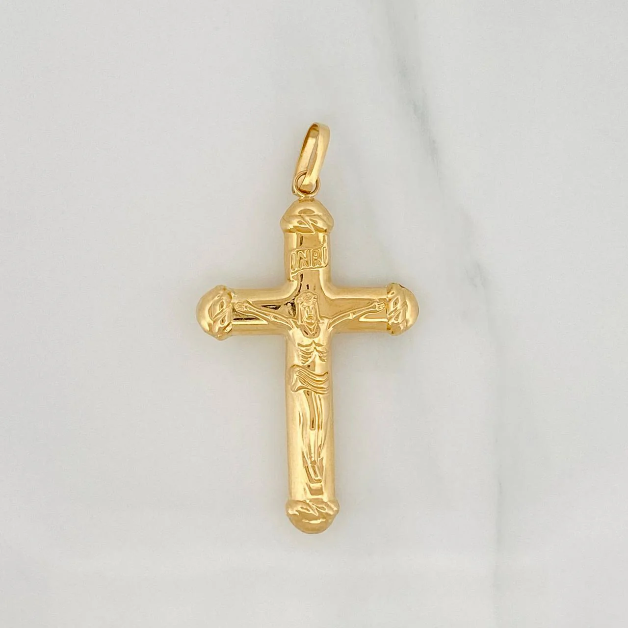 Dije Cruz Cristo Doble 3.2gr / 5.8cm / Oro Amarillo 18K $