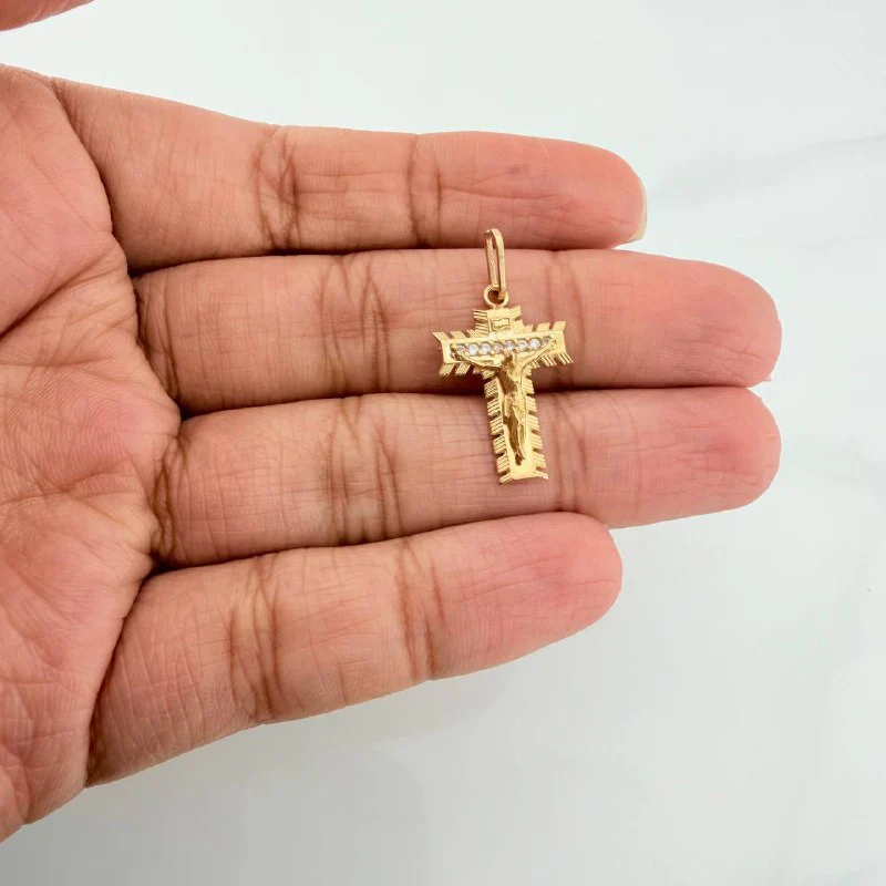 Dije Cruz Cristo Milagroso 2.2 g / 2.6 cm Oro Amarillo 18K - Image 4
