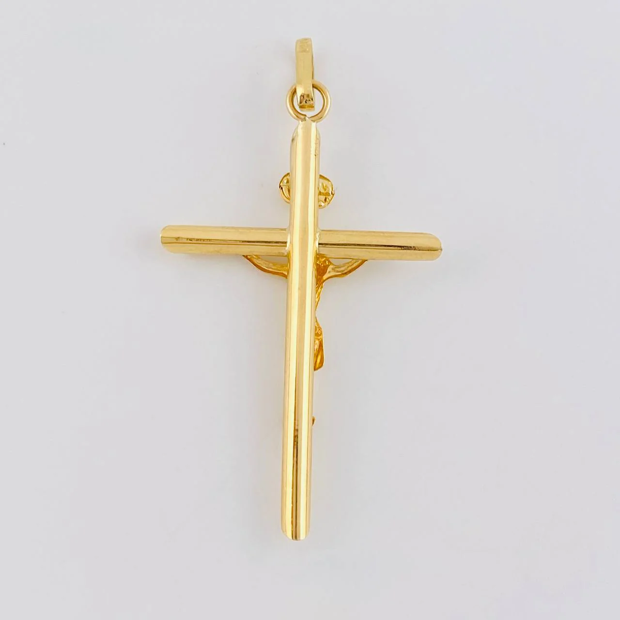 Dije Cruz Cristo Puntas Planas 1.4 g / 4.5 cm Oro Amarillo 18K - Image 4