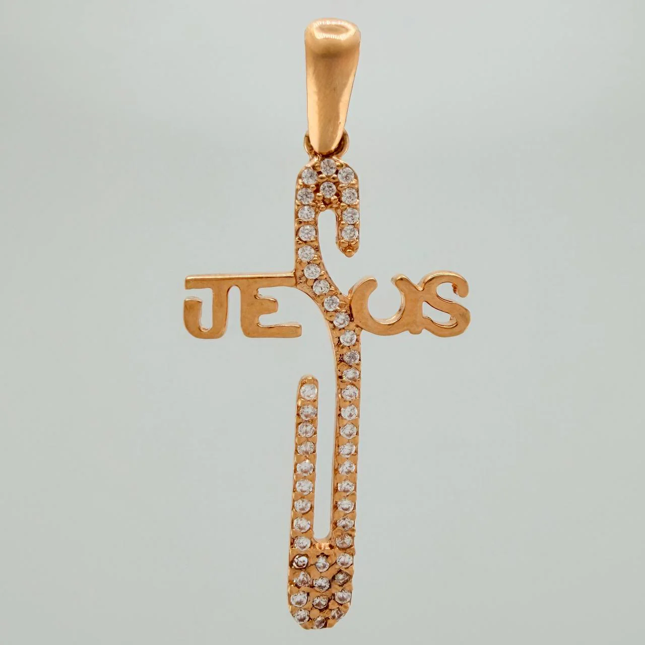 Dije Cruz Jesus 2.3gr / 3.6cm / Oro Rosa 18K $