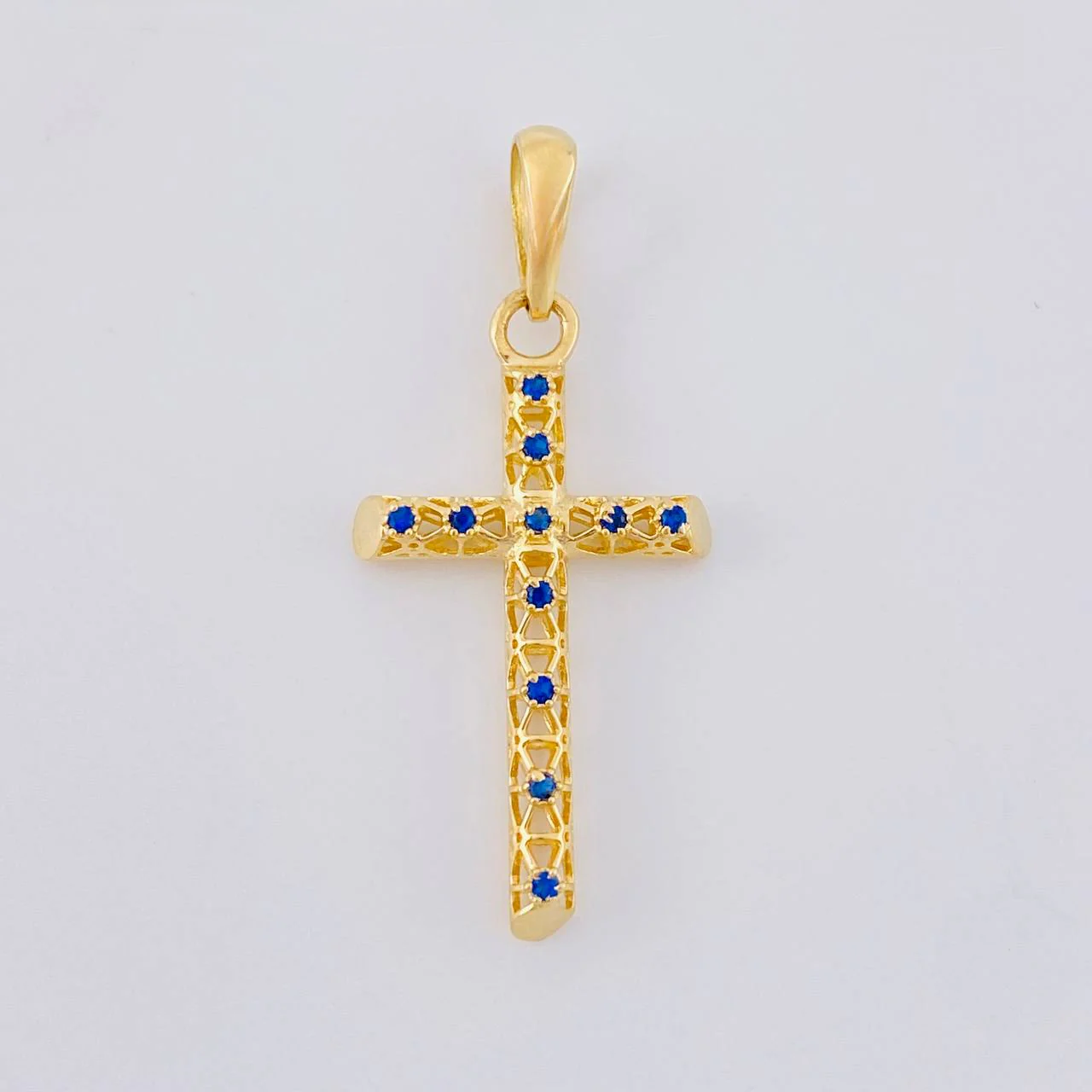 Dije Cruz Malla Latina 1.55 g / 3.5 cm Oro Amarillo 18K