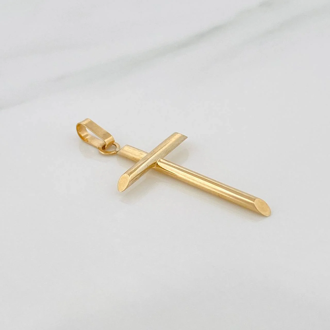 Dije Cruz Puntas Planas 1.3gr / 4cm / Oro Amarillo 18K & - Image 2