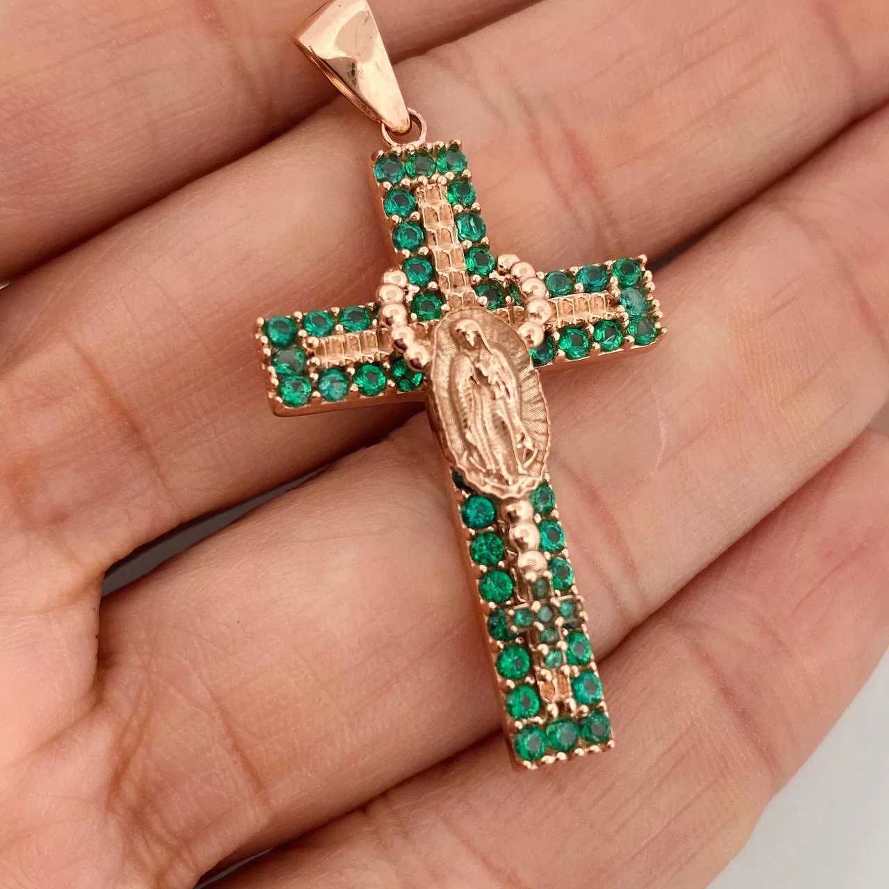 Dije Cruz Rosario Virgen Guadalupe 5.8gr / 4.4cm / Oro Rosa 18K - Image 5