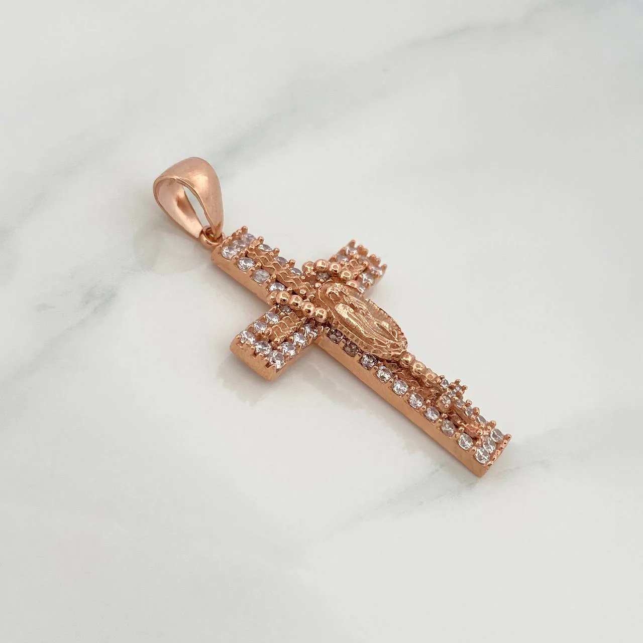 Dije Cruz Rosario Virgen Guadalupe 6gr / 4.5cm / Oro Rosa 18K % - Image 2