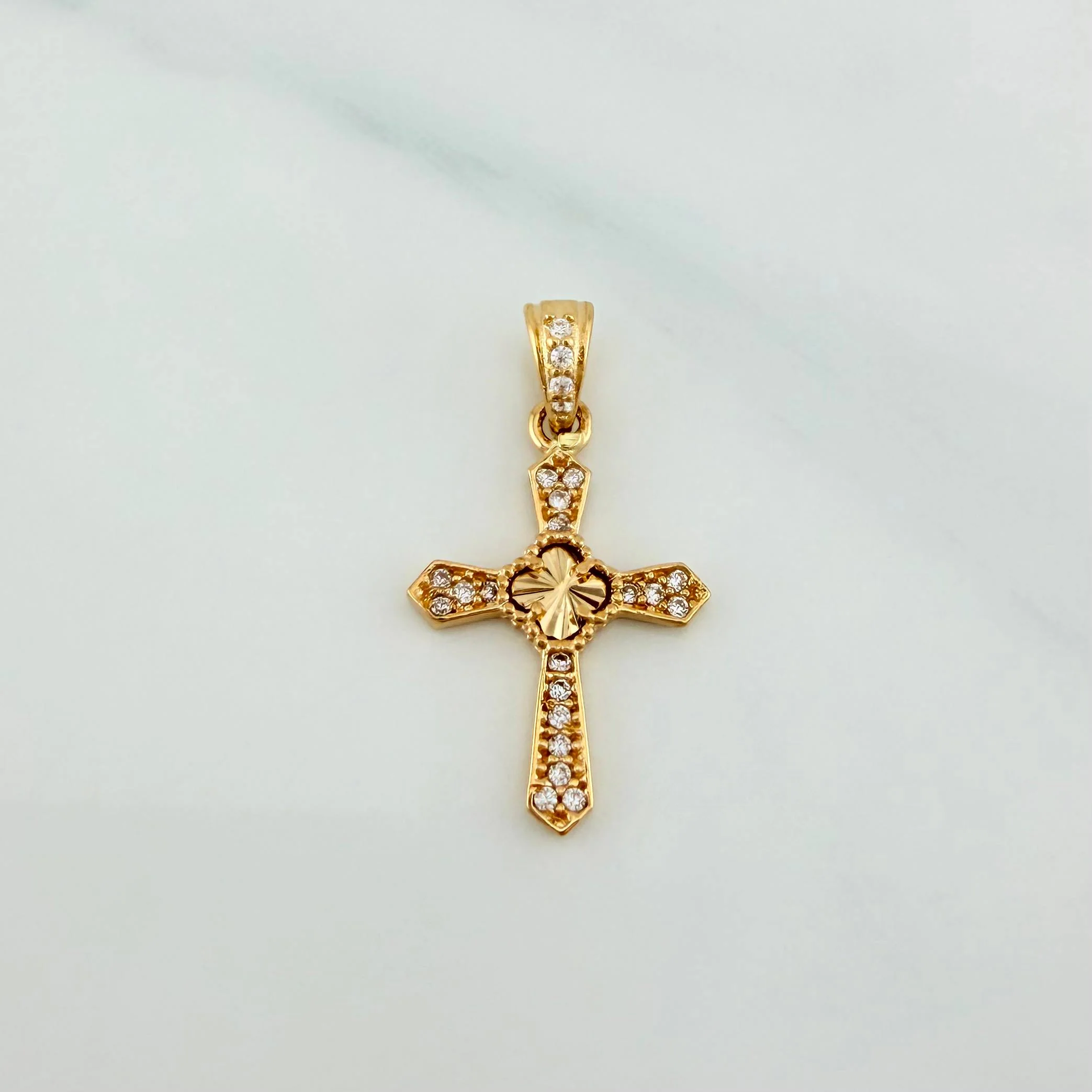 Dije Cruz Trebol 1.2 g / 2.4 cm Oro Amarillo 18K