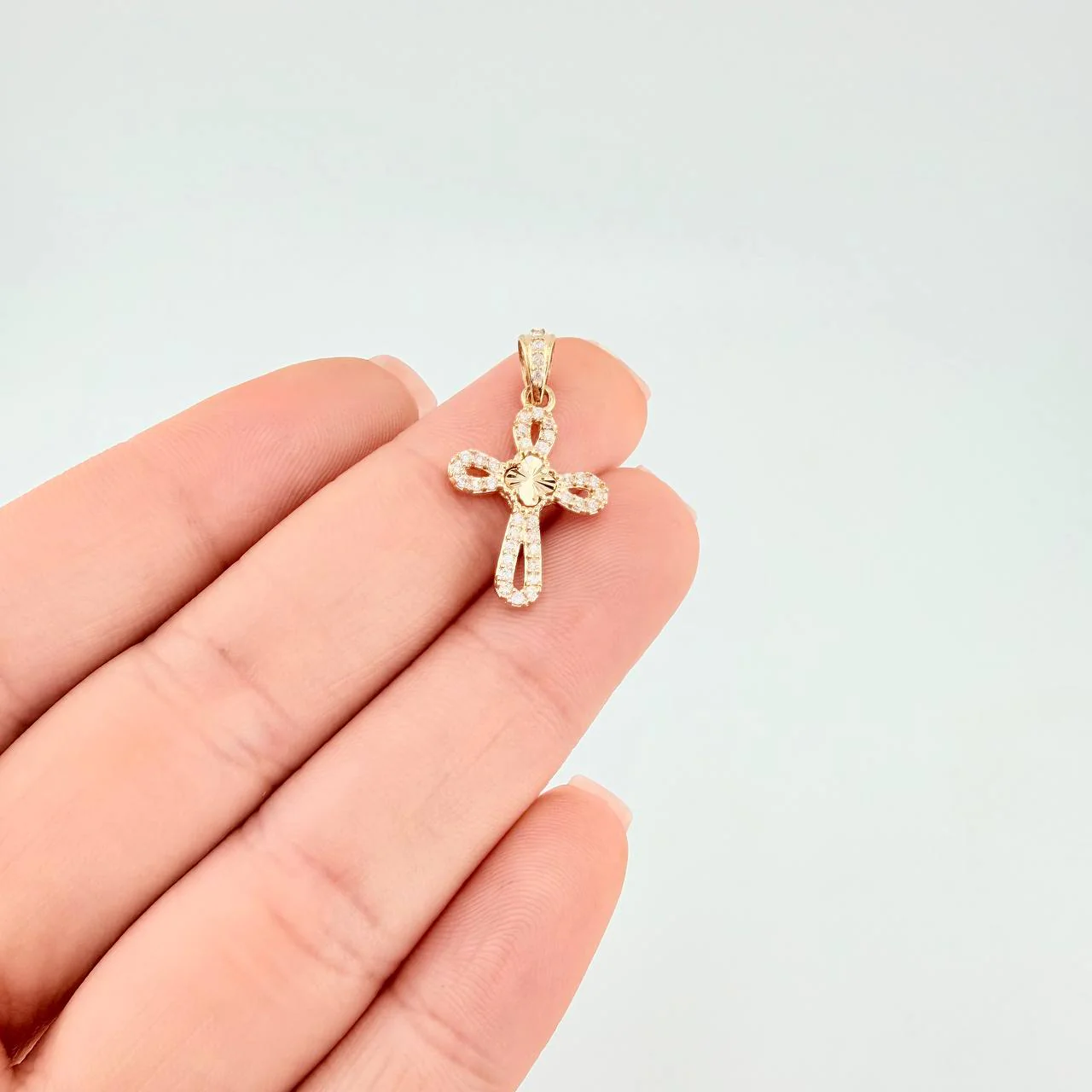 Dije Cruz Trebol Diamantado Anja 1.3 g / 2.4 cm Oro Amarillo 18K Nac.Esp. - Image 5