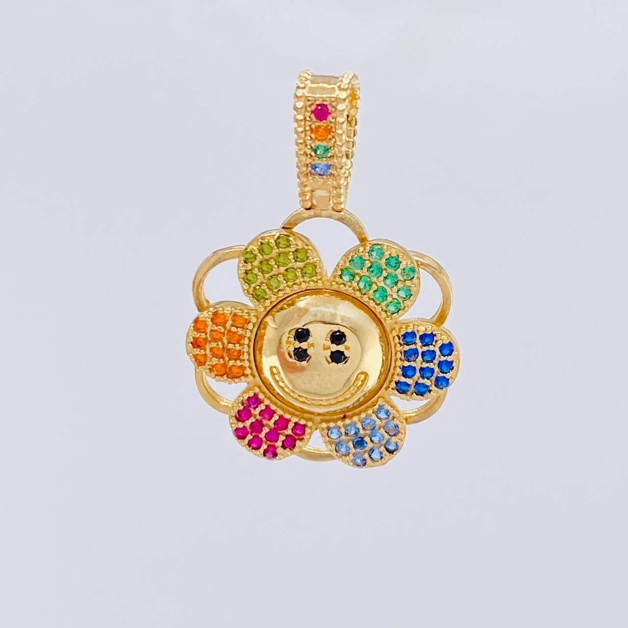 Dije Flor Cara Feliz 4.25 g / 2.7 cm Oro Amarillo 18K - Image 2