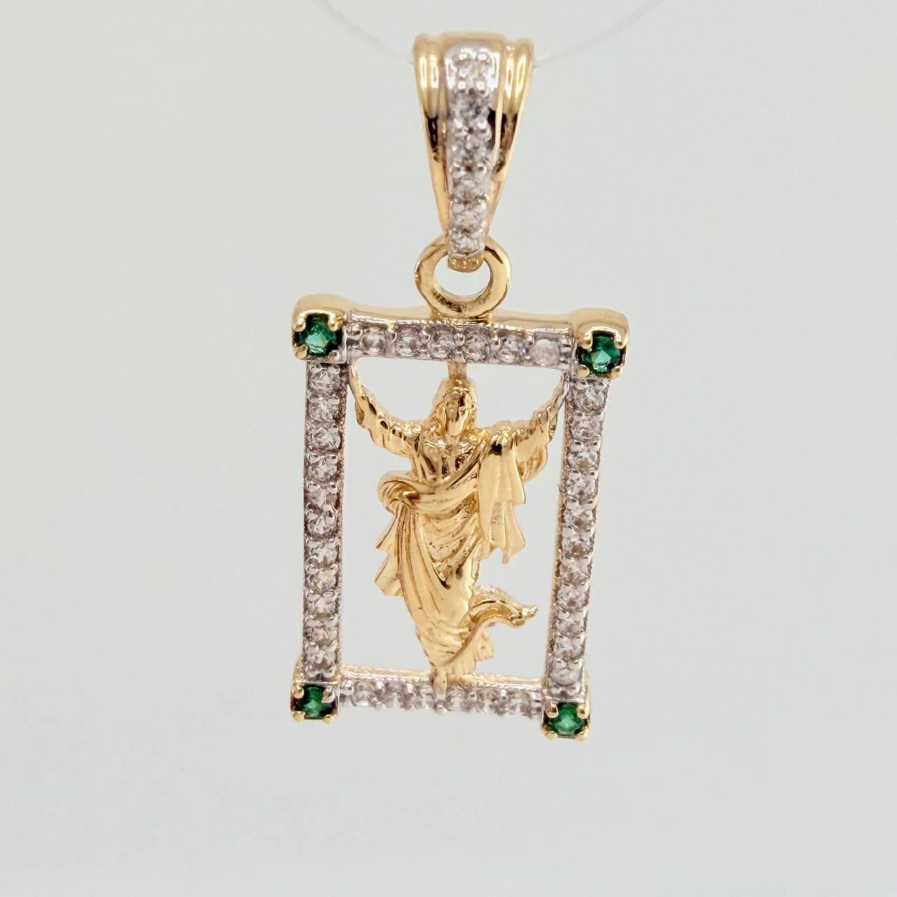 Dije Jesus Resucitado 2.25gr / 2.6cm / Dos Oros Amarillo Blanco 18K