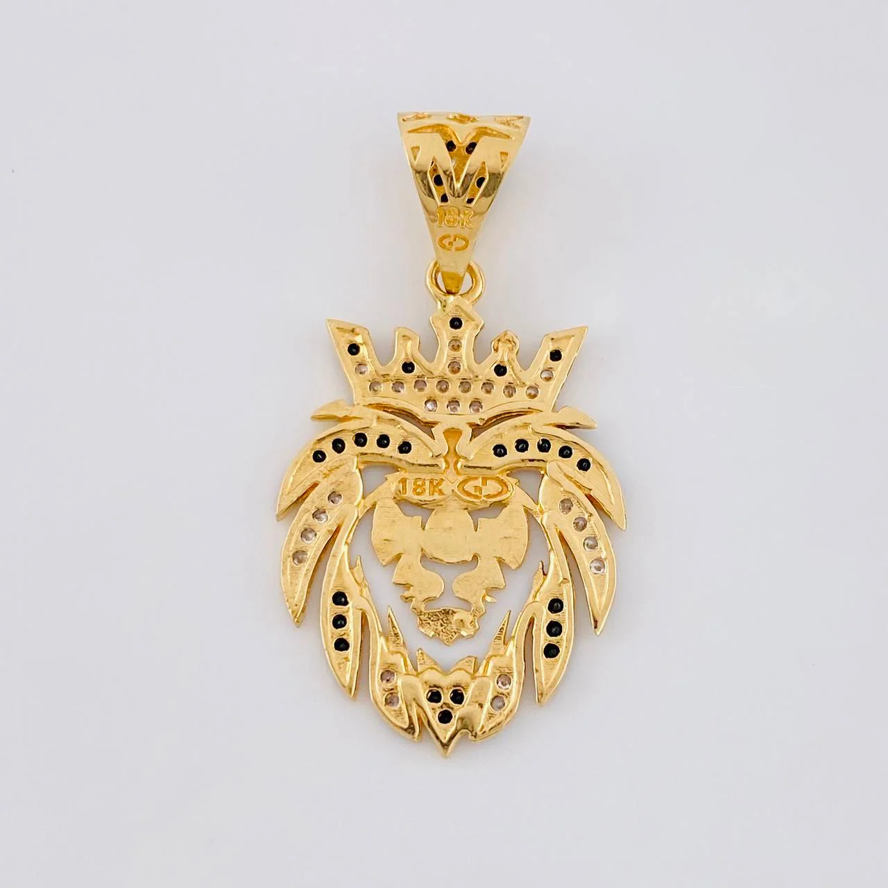 Dije León 3.1 g / 3.3 cm Dos Oros Amarillo Blanco 18K - Image 4