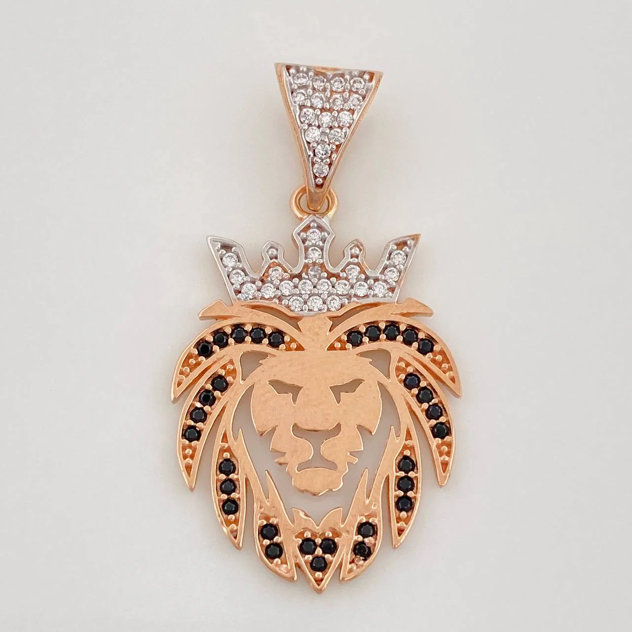 Dije León 3.15g / 3.5cm Dos Oros Blanco Rosa 18K