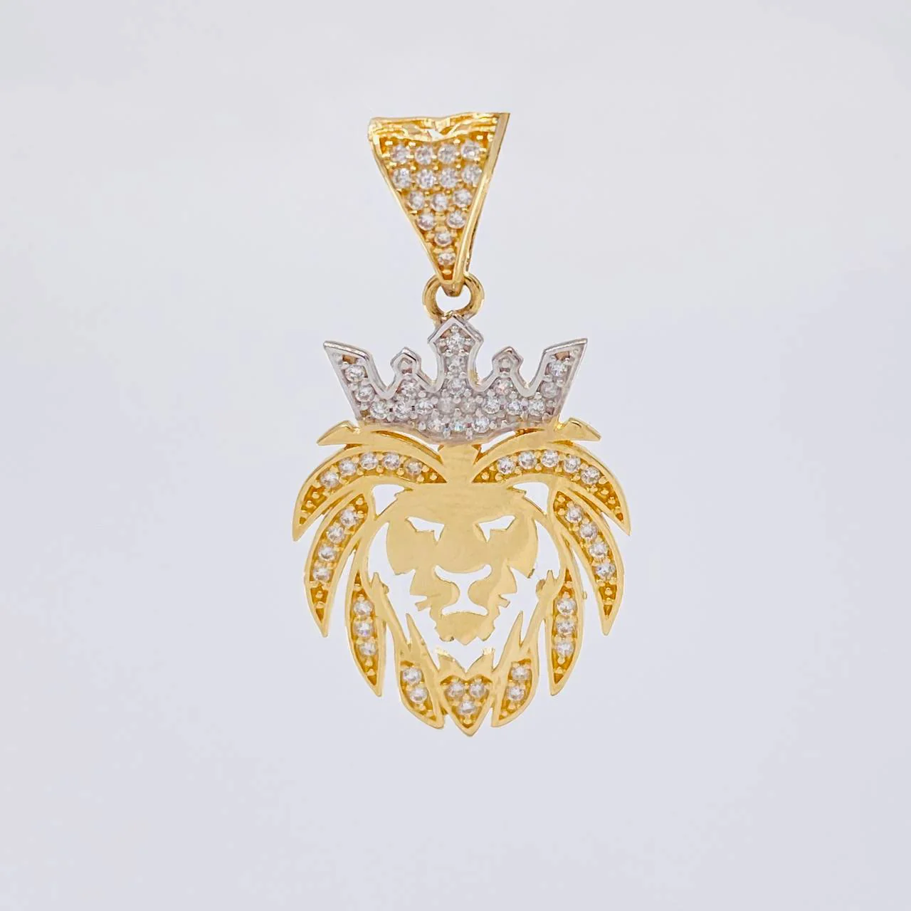Dije León 3.2 g / 3.3 cm Dos Oros Amarillo Blanco 18K - Image 2