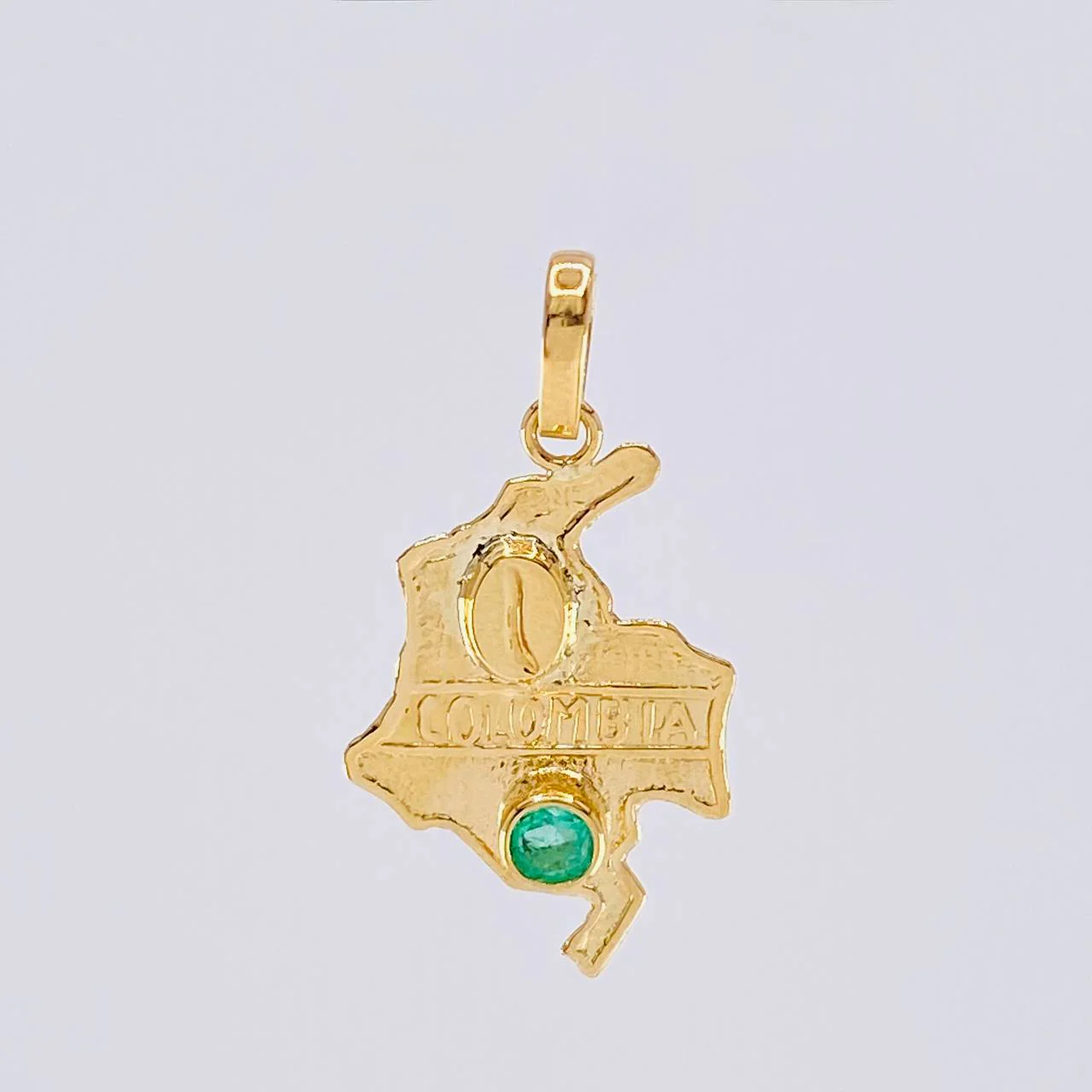 Dije Mapa Colombia Esmeralda 12 Pts 1 g / 3.5 cm Oro Amarillo 18K - Image 2