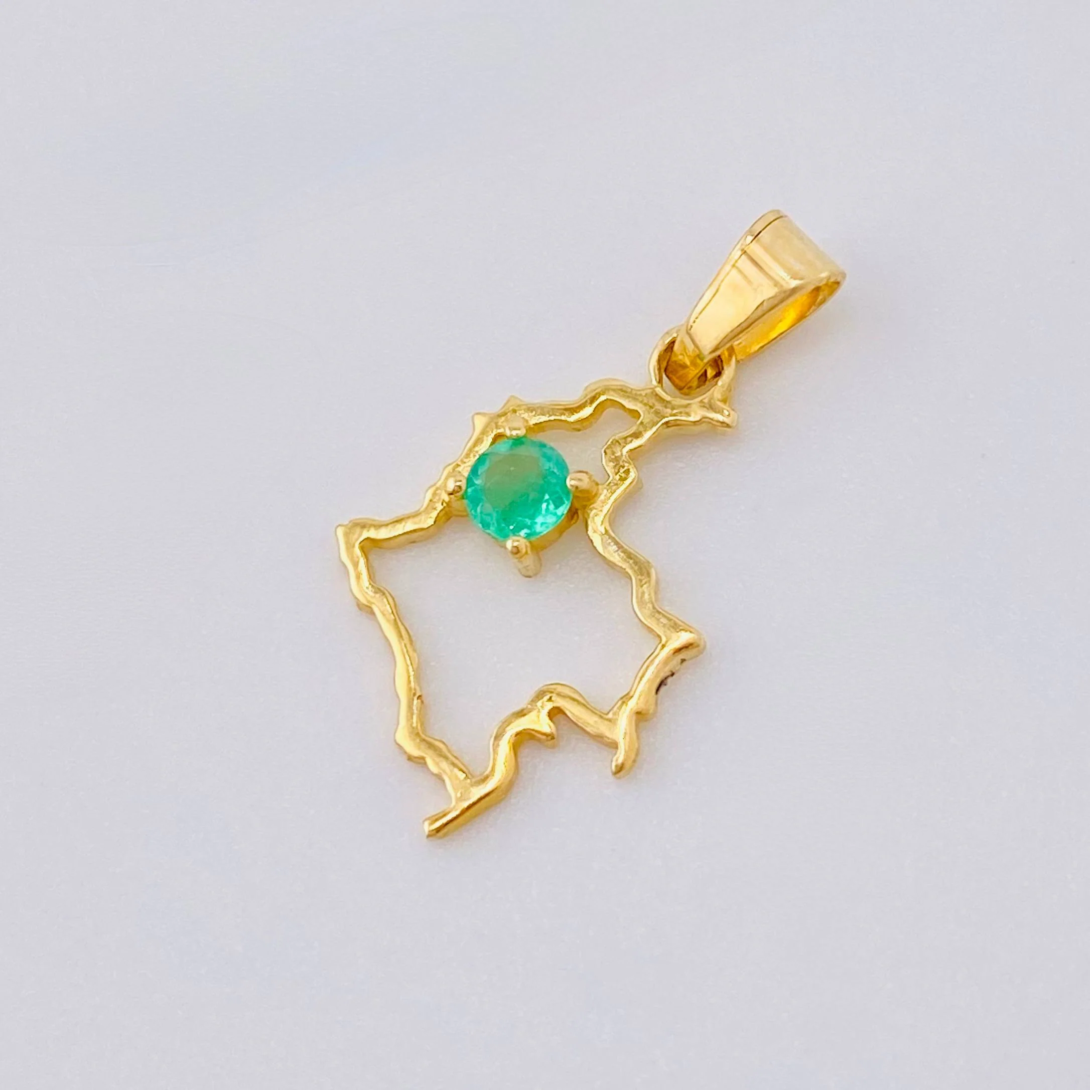 Dije Mapa De Colombia Esmeralda 11Pts 0.75 g / 2.1 cm Oro Amarillo 18K - Image 2