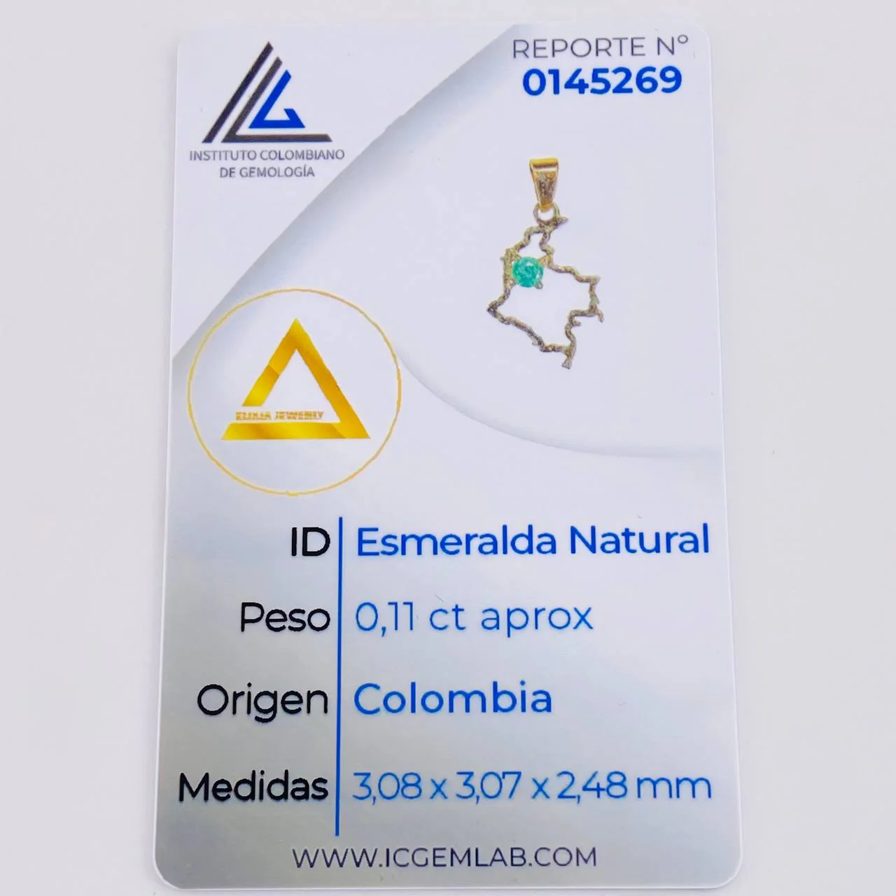 Dije Mapa De Colombia Esmeralda 11Pts 0.75 g / 2.1 cm Oro Amarillo 18K - Image 6