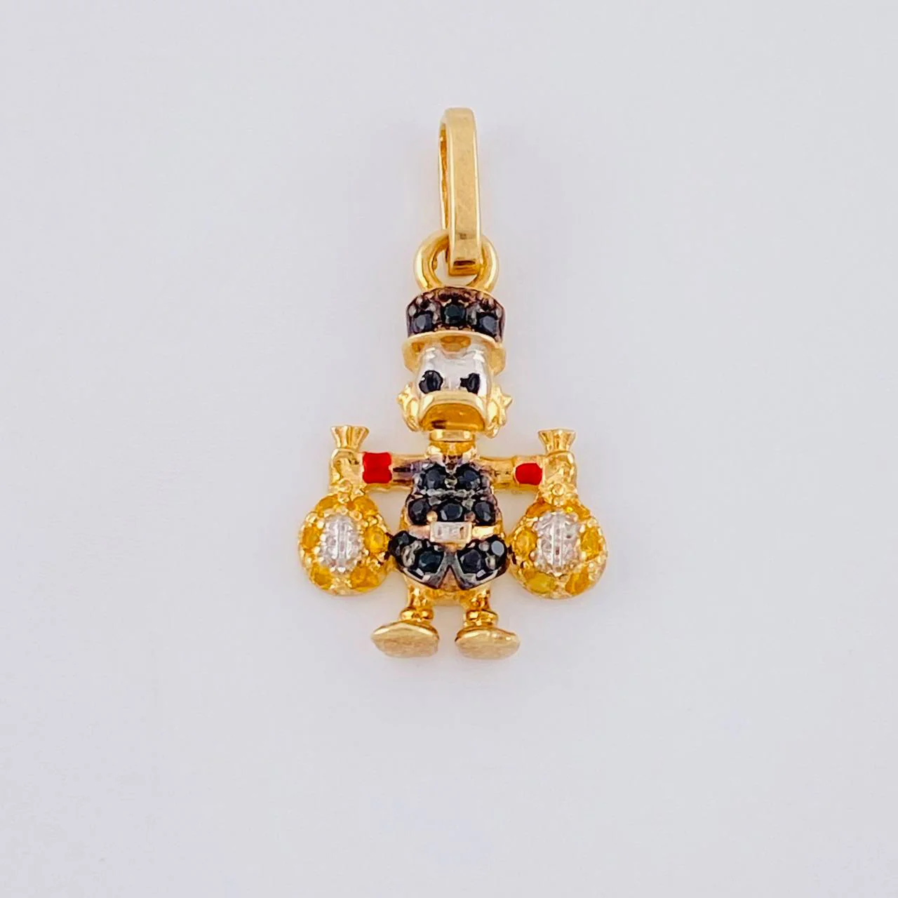 Dije Pato Bolsa Dinero 1.55 g / 2.2 cm Dos Oros Amarillo Blanco 18K