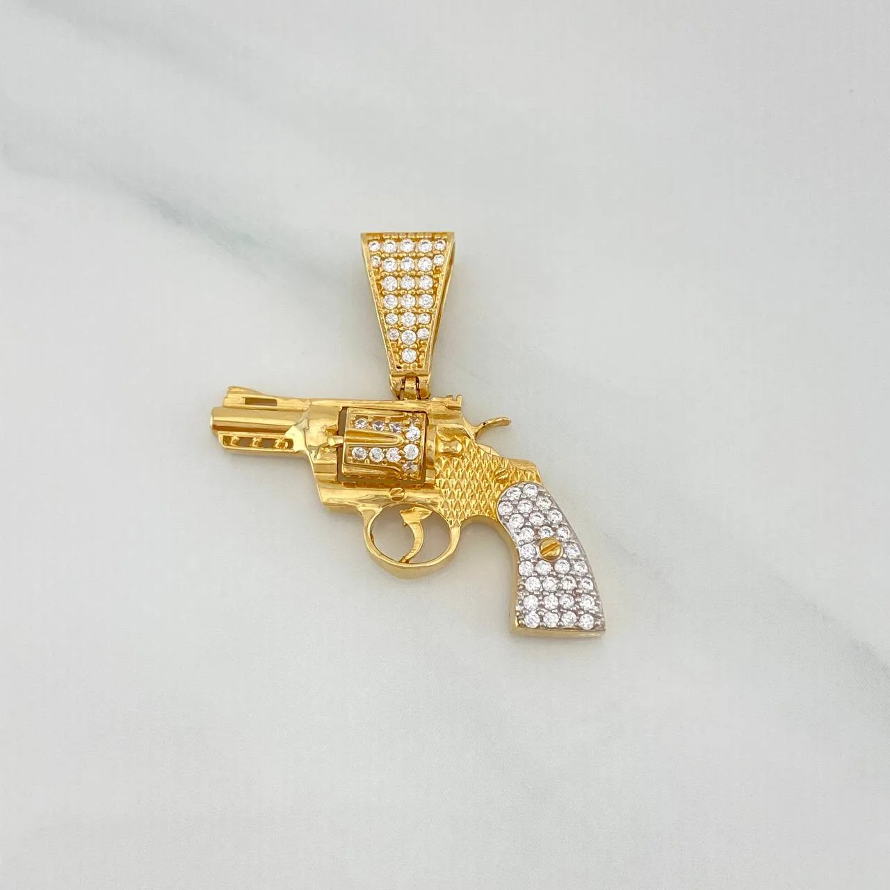 Dije Pistola 4.1 g / 2.6 cm Dos Oros Amarillo Blanco 18K - Image 2
