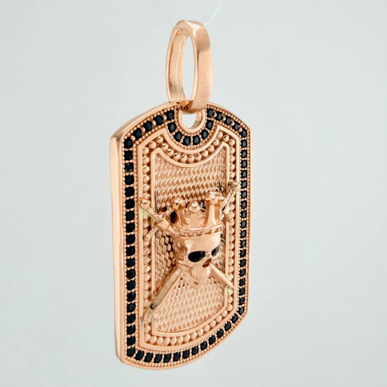 Dije Placa Calavera 6.35gr / 3.6cm / Oro Rosa 18K - Image 2
