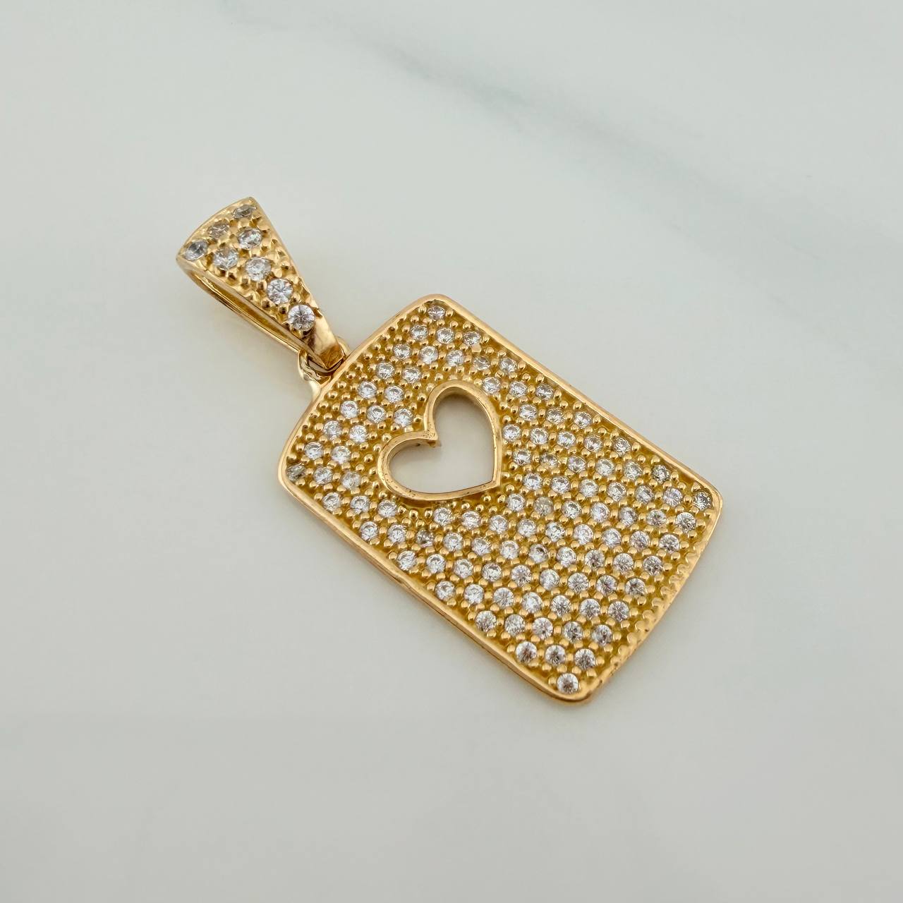 Dije Placa Corazon 3.2gr / 3.1cm / Oro Amarillo 18K % - Image 2